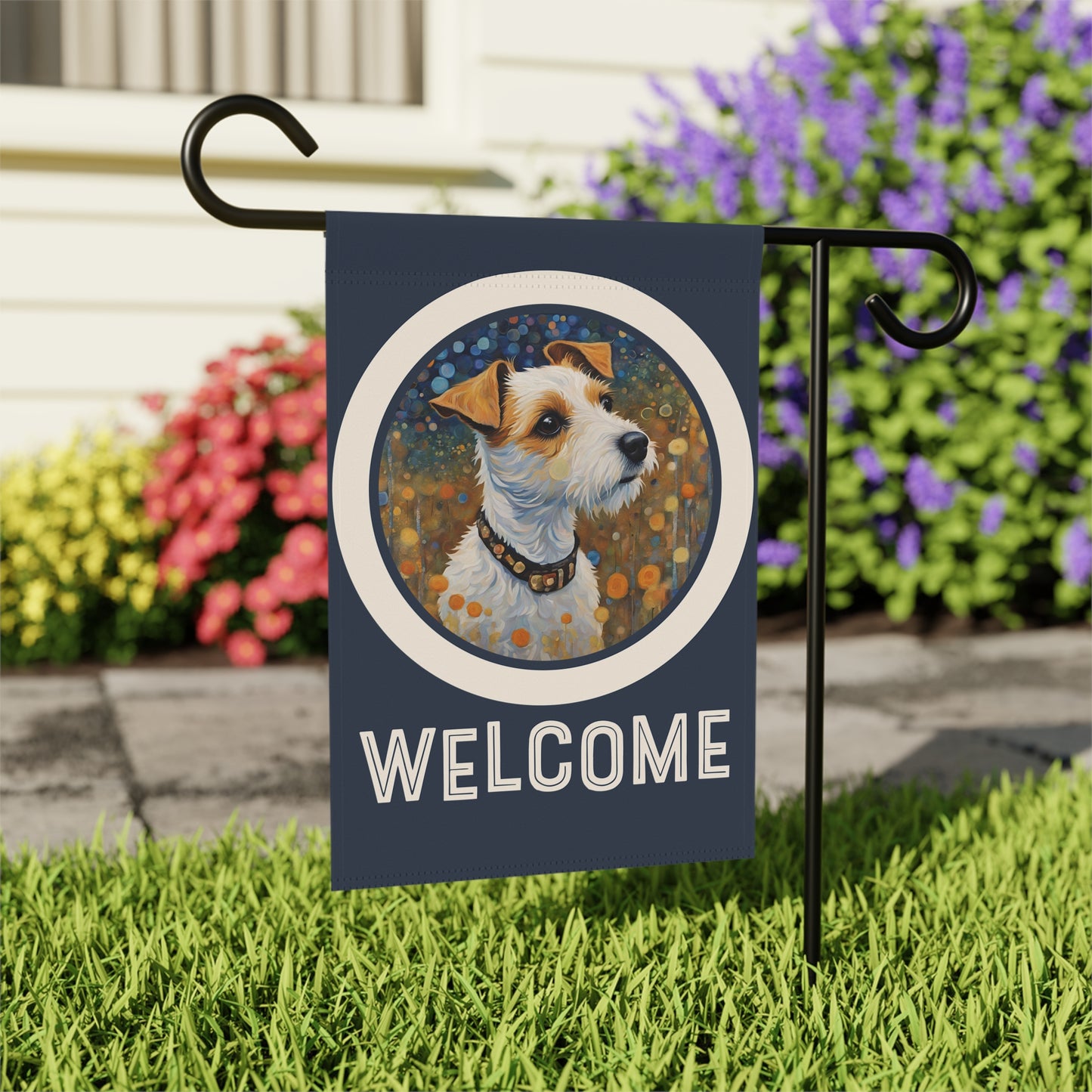 Russell Terrier Welcome 2-Sided Garden & House Flag/Banner