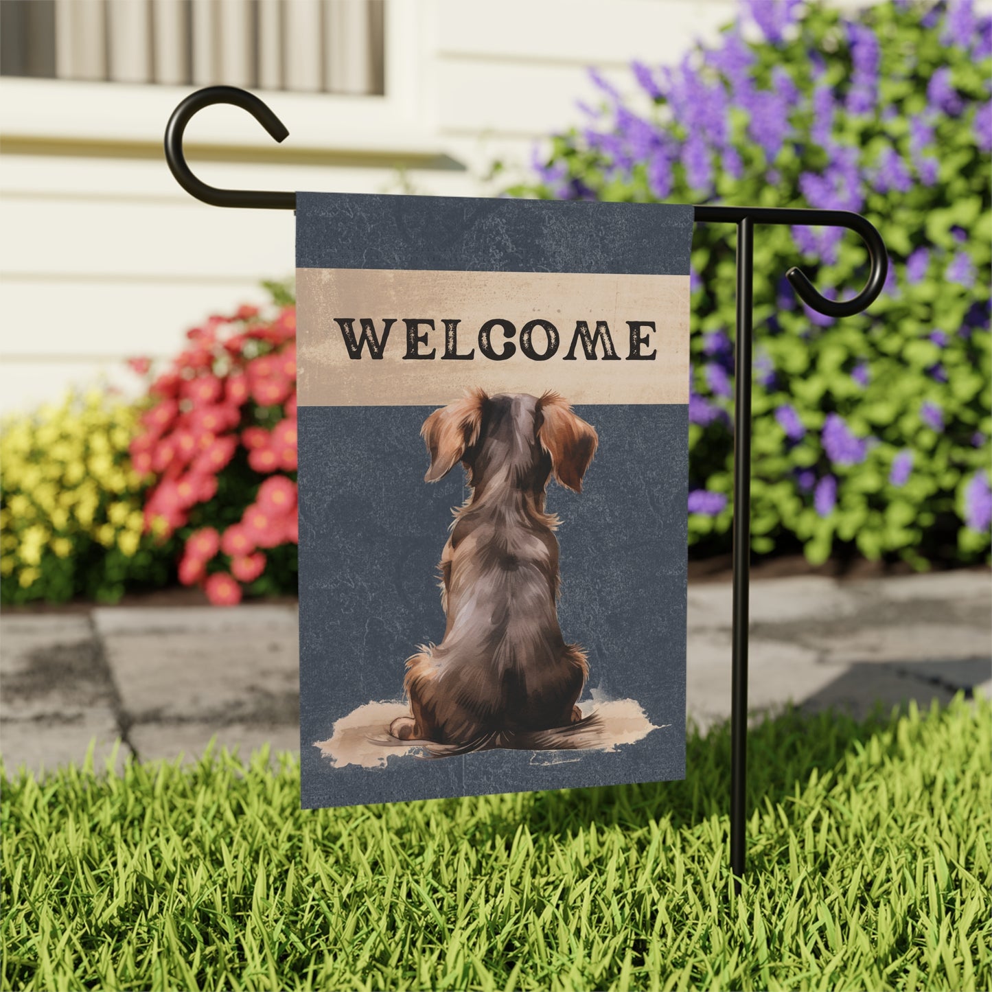 Dachshund Welcome 2-Sided Garden & House Flag/Banner