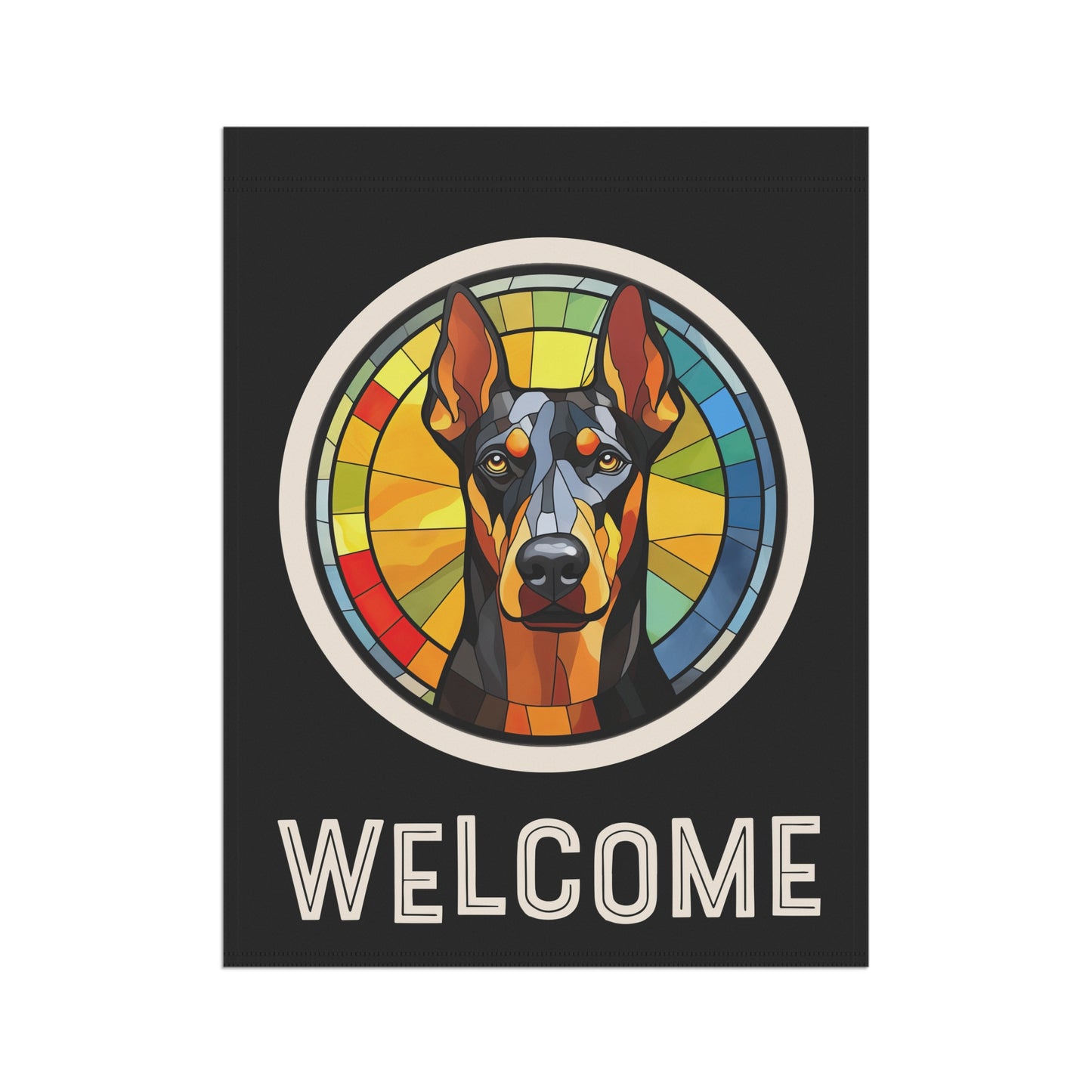 Doberman Pinscher Welcome 2-Sided Garden & House Flag/Banner