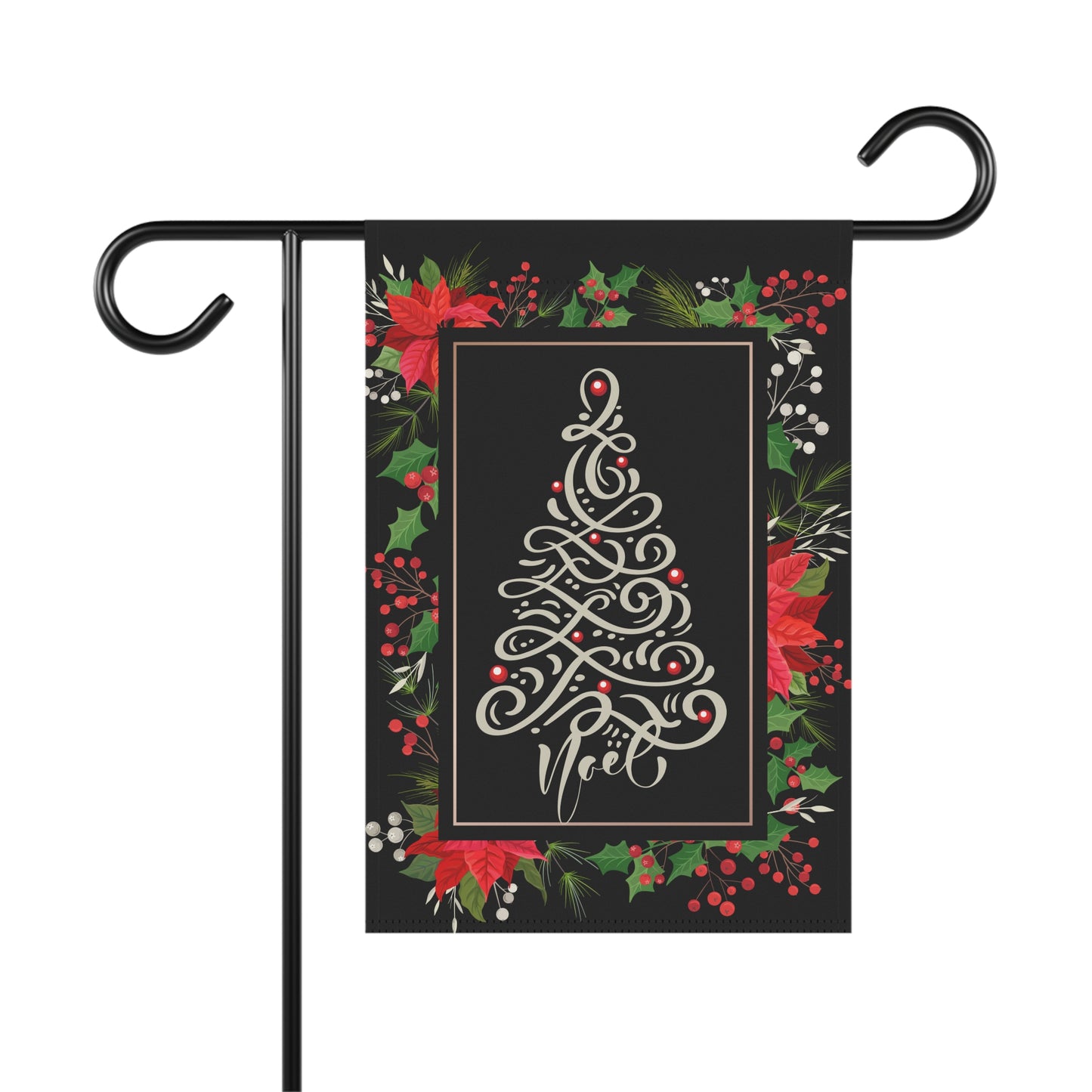 Black Noel Tree 2-Sided Garden & House Banner