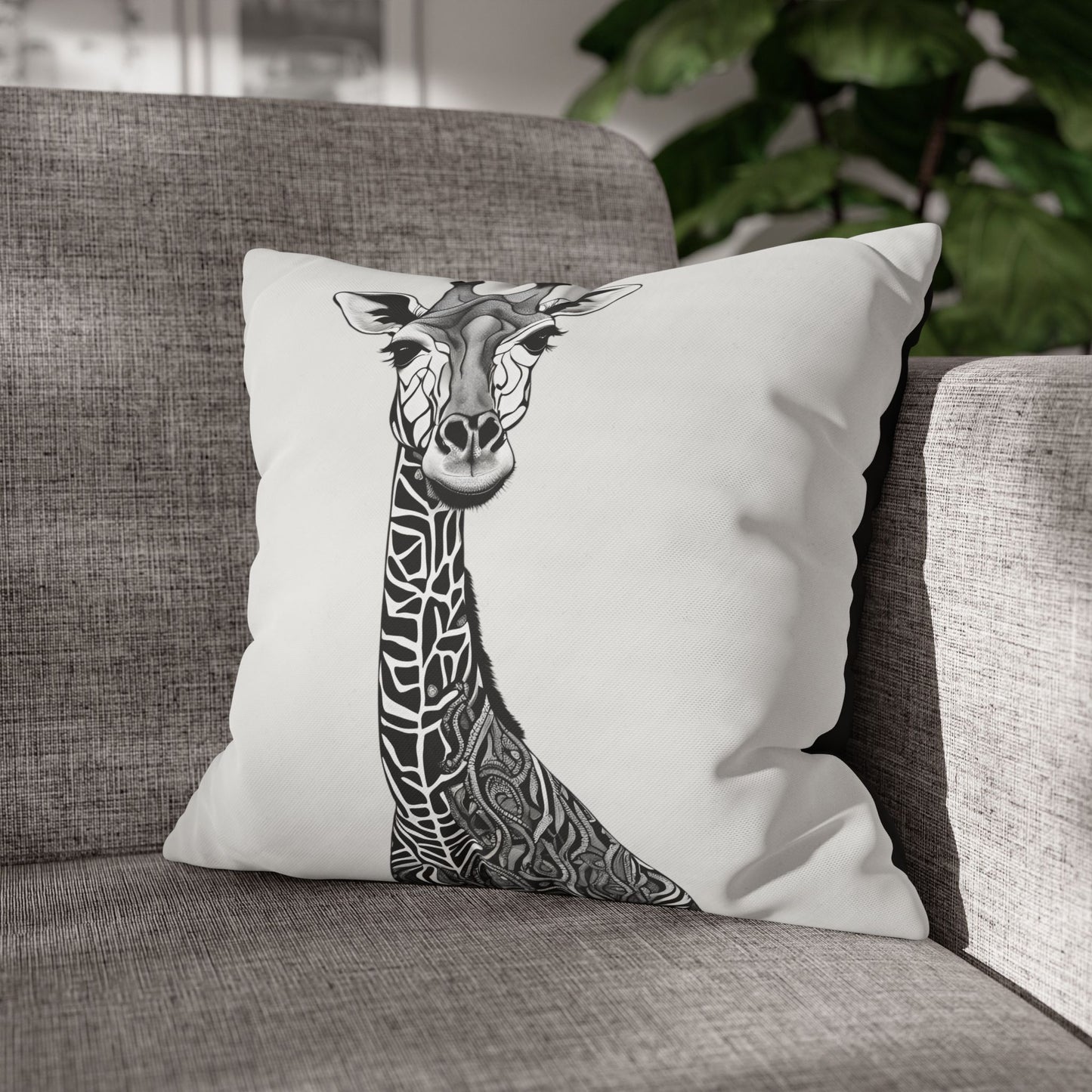 Giraffe Square Poly Canvas Pillowcase