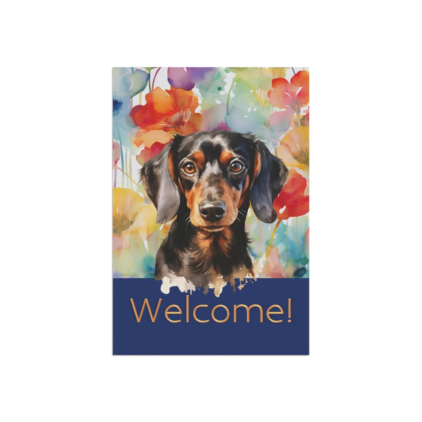 Dachshund Welcome Floral 2-Sided Garden & House Flag/Banner