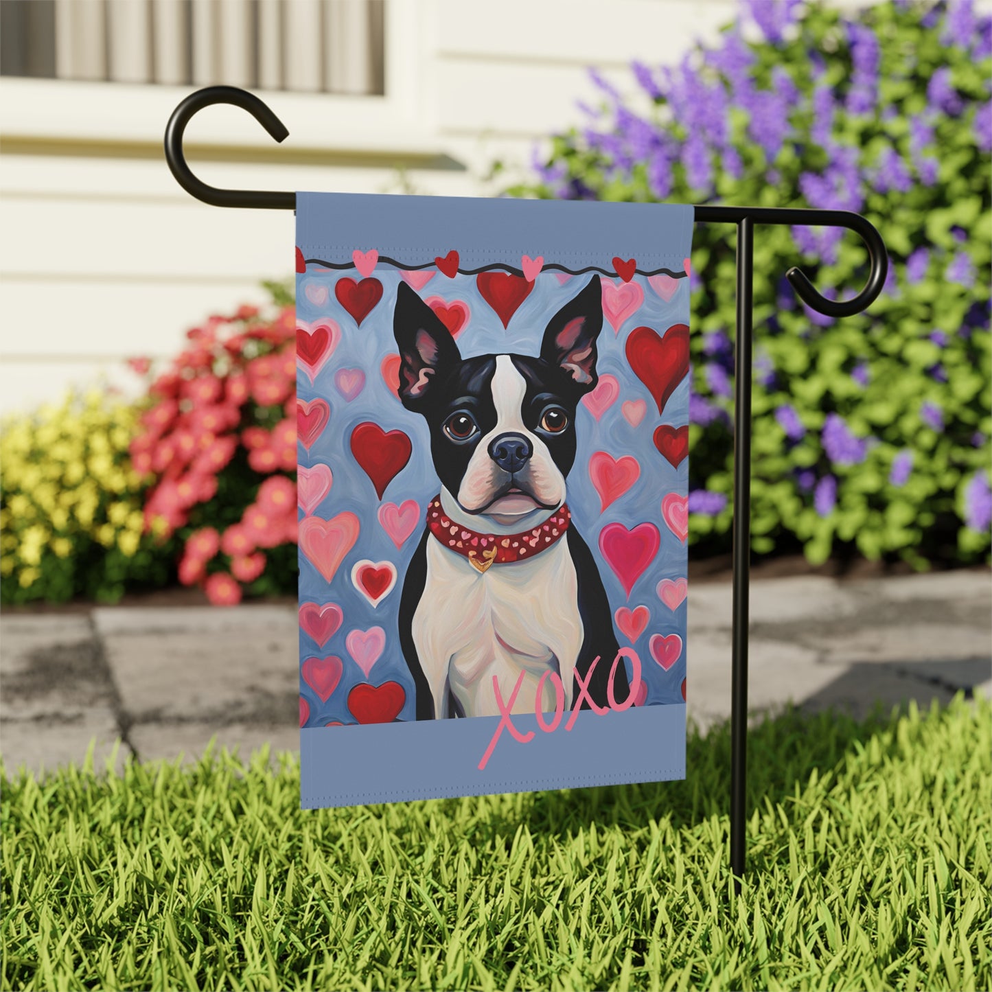 Boston Terrier Valentine 2-Sided Garden & House Flag/Banner