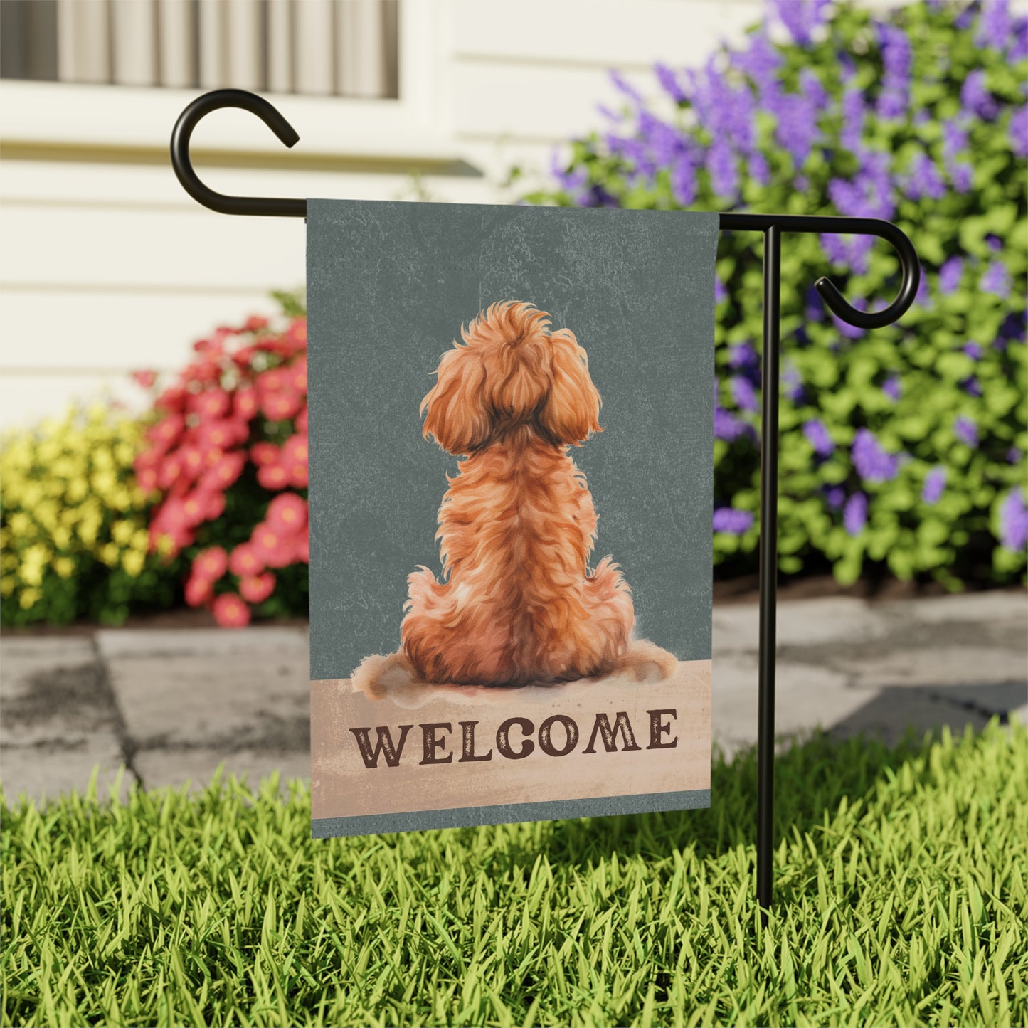 Poodle Welcome 2-Sided Garden & House Flag/Banner