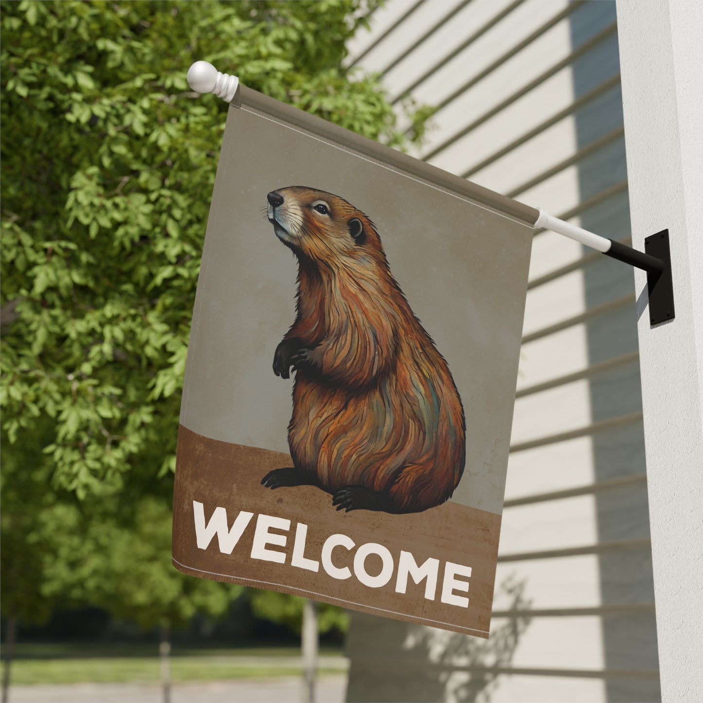 Marmot Welcome 2-Sided Garden & House Flag/Banner