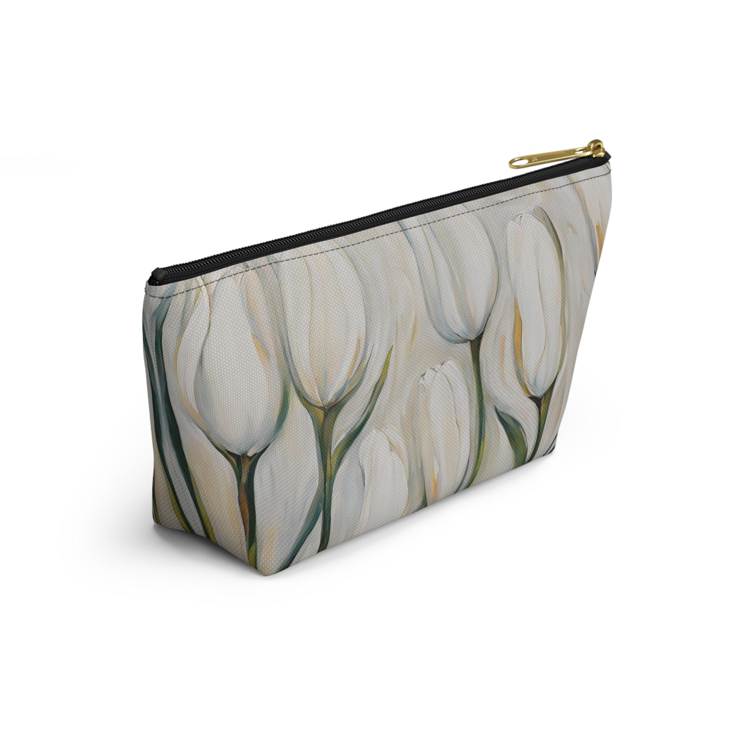 White Tulips Accessory Pouch w T-bottom