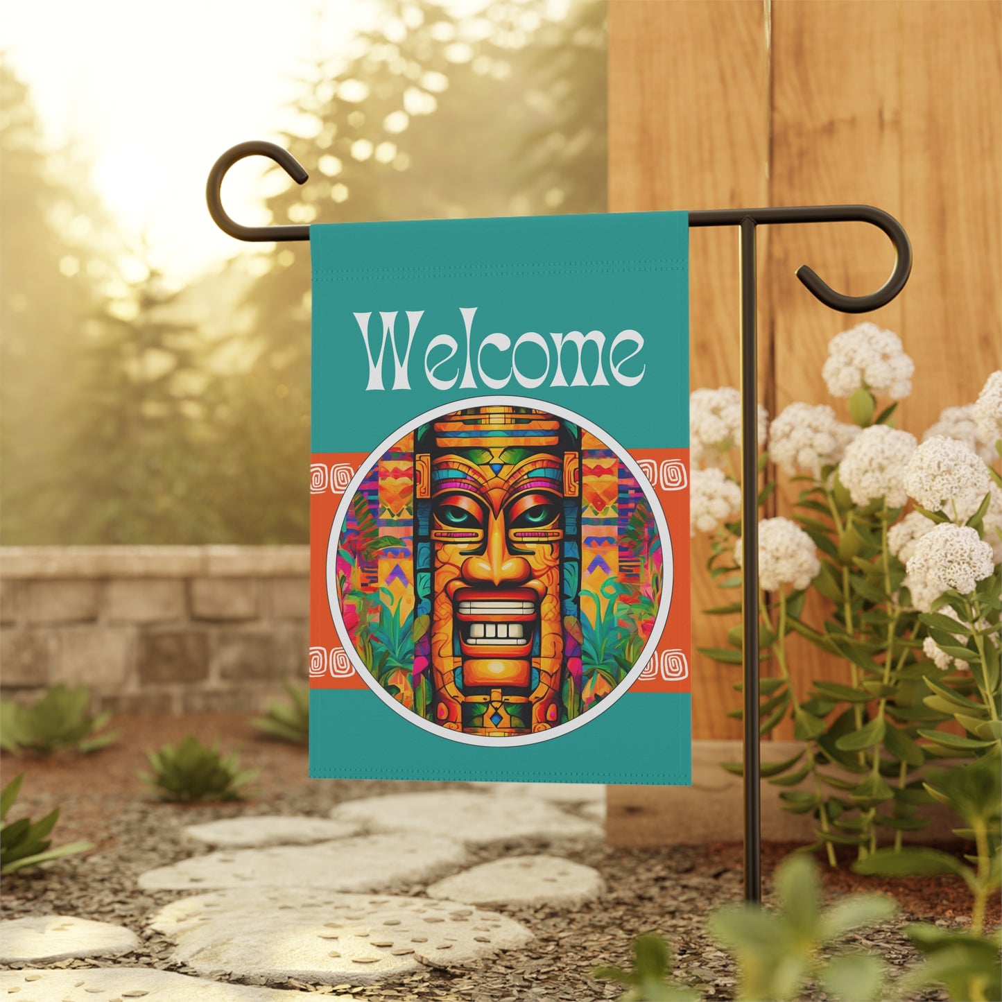 Tiki Carl Welcome 2-Sided Garden & House Flag/Banner