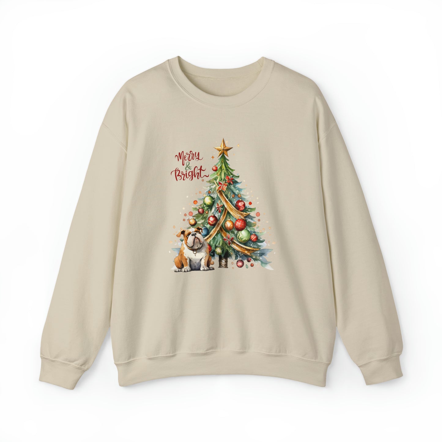 Merry & Bright Bulldog Unisex Heavy Blend™ Crewneck Sweatshirt