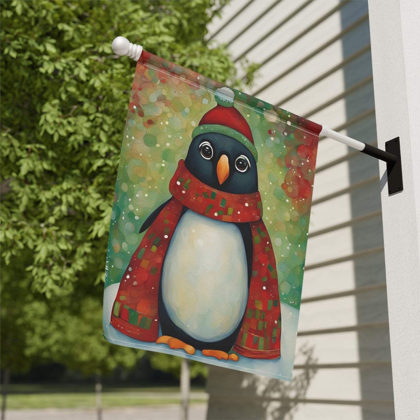 Christmas Penguin 2-Sided Garden & House Flag/Banner