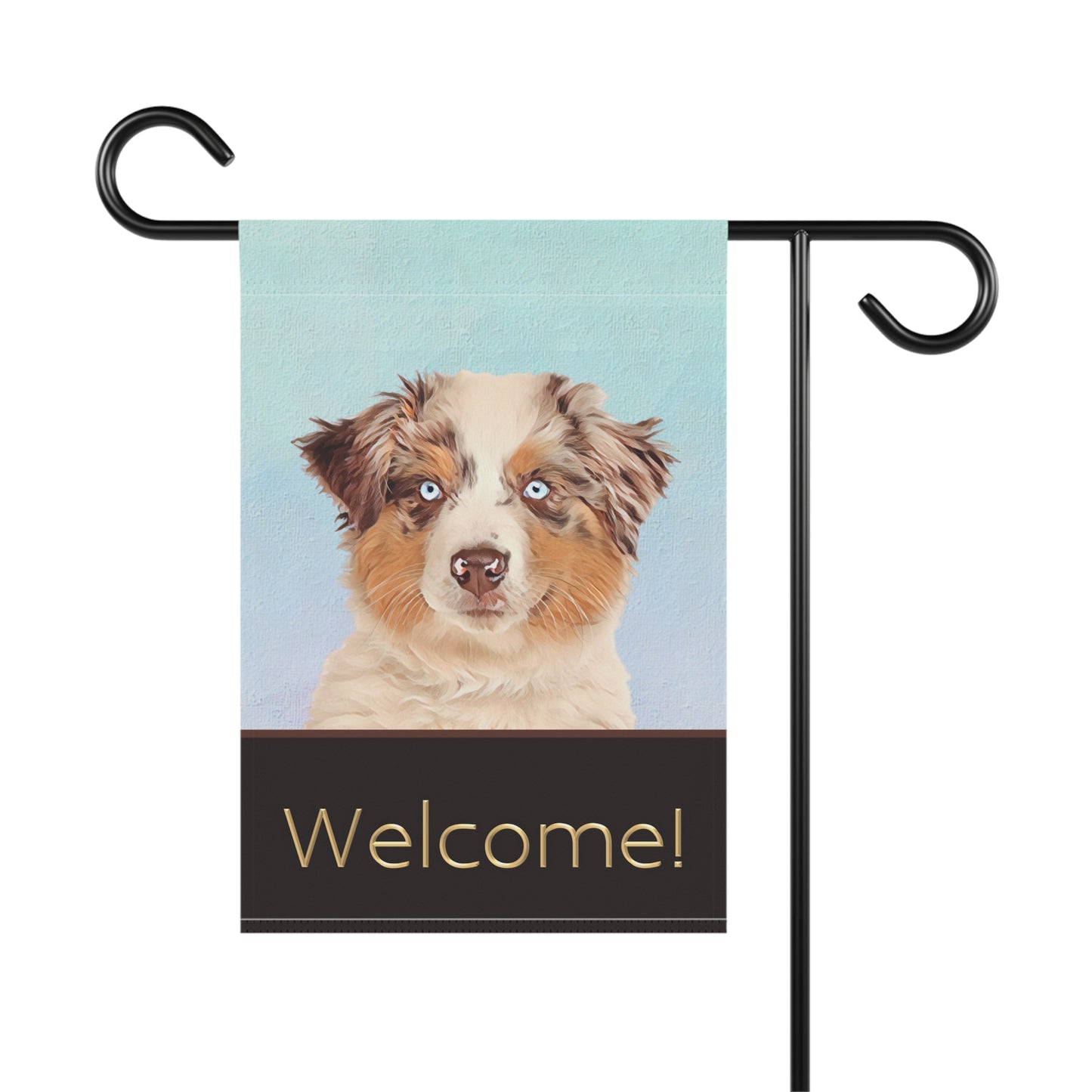 Australian Shepherd with Blue Eyes Welcome 2-Sided Garden & House Flag/Banner