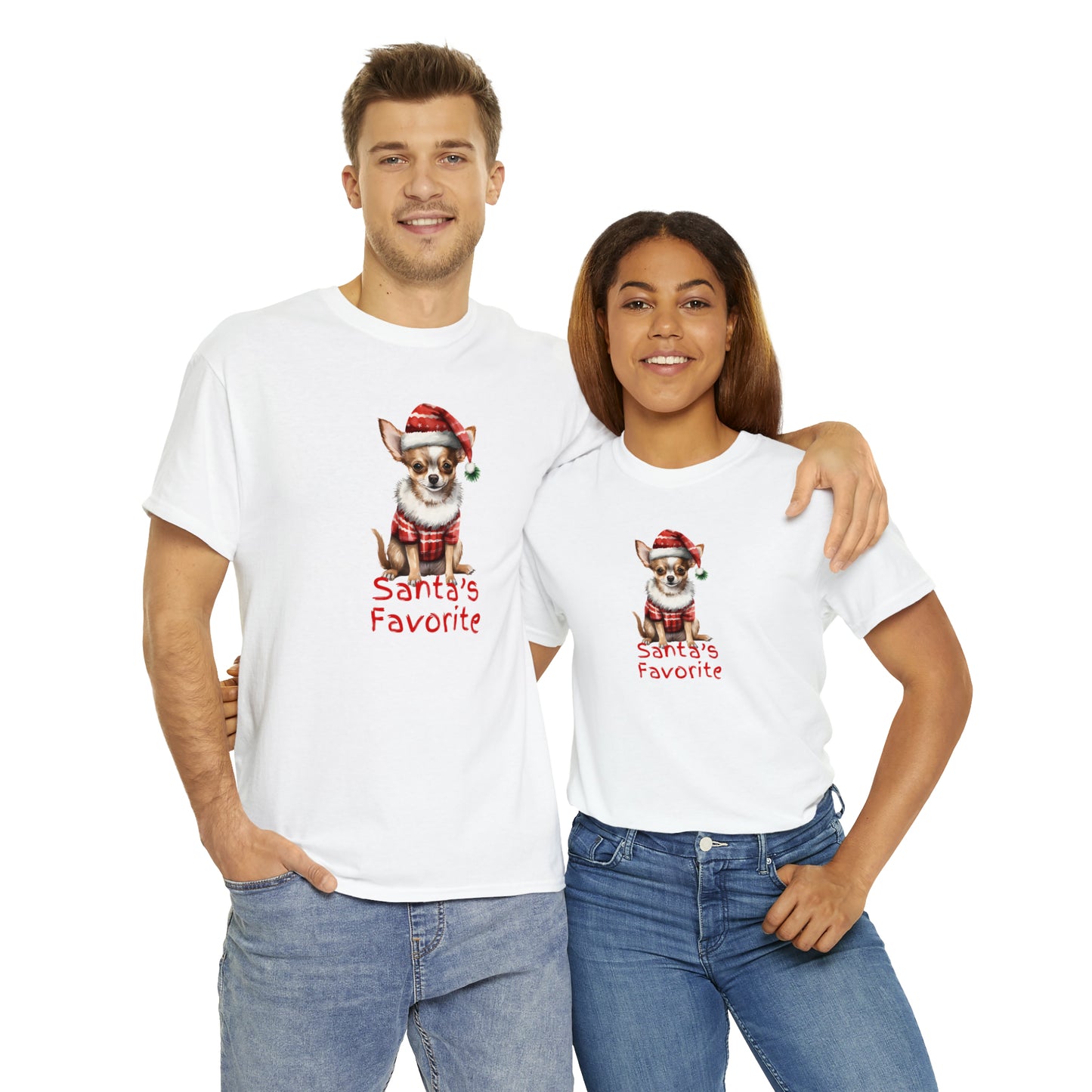 Santa's Favorite Chihuahua Unisex Heavy Cotton Tee