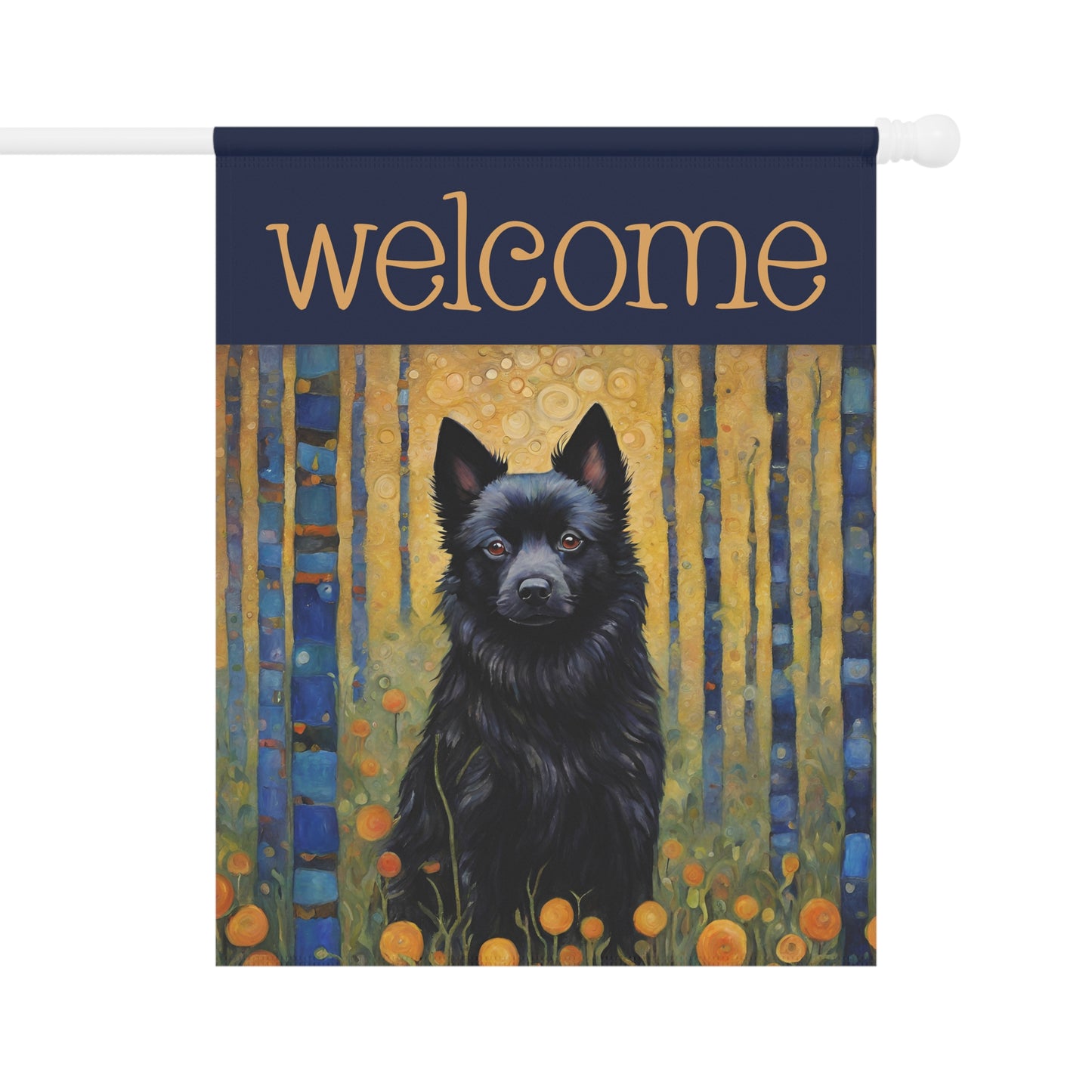 Schipperke  Welcome 2-Sided Garden & House Flag/Banner