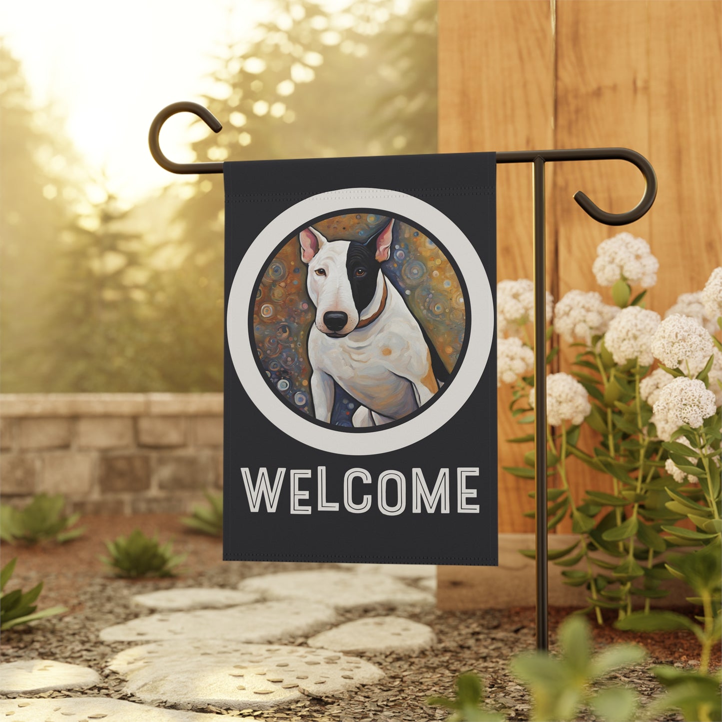 Bull Terrier Welcome 2-Sided Garden & House Flag/Banner