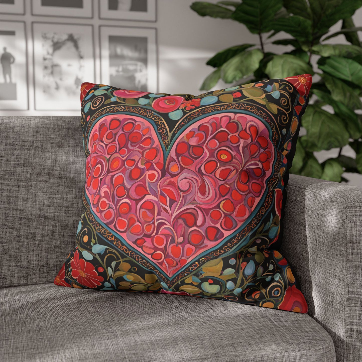 Big Heart Square Poly Canvas Pillowcase