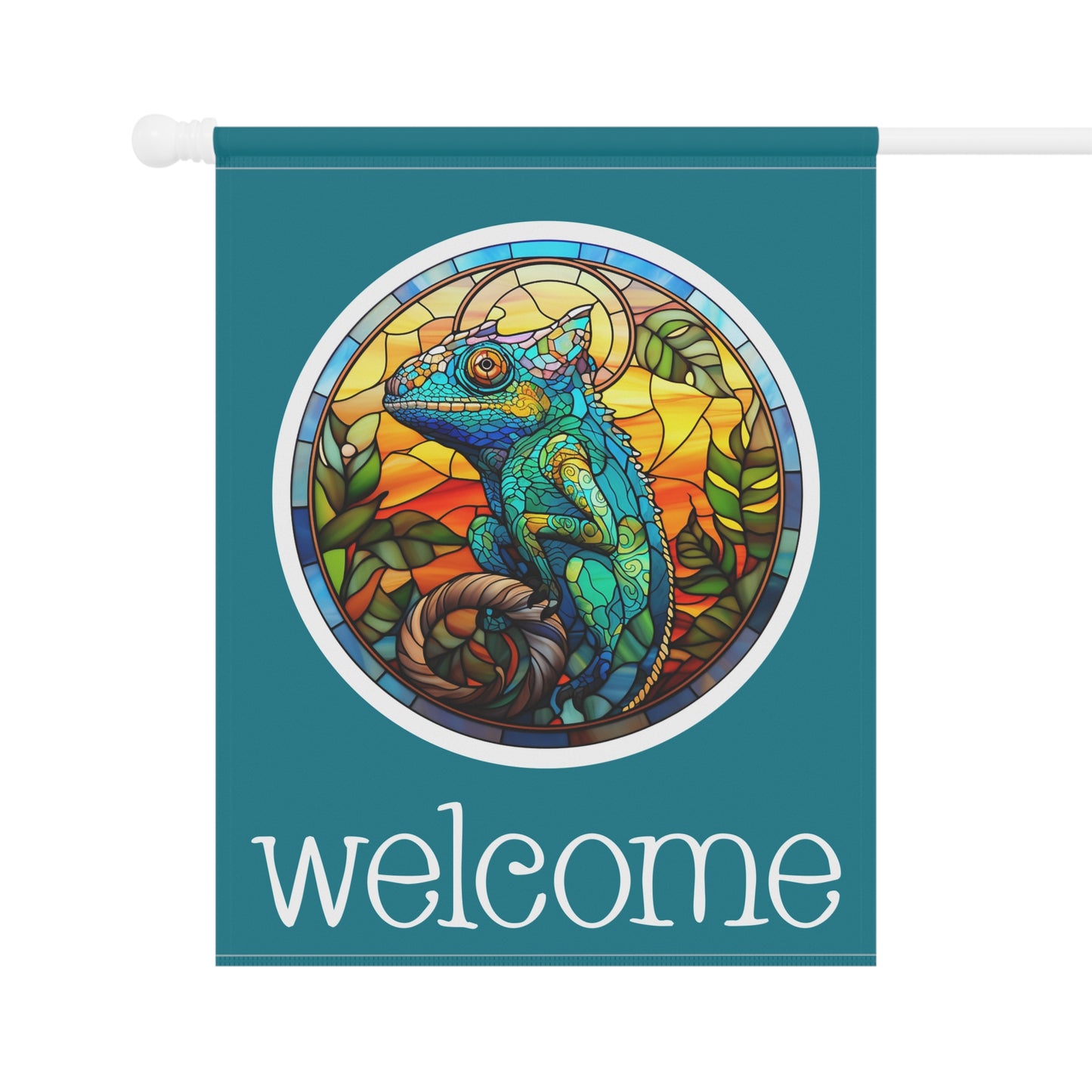 Chameleon Welcome 2-Sided  Garden & House Flag/Banner