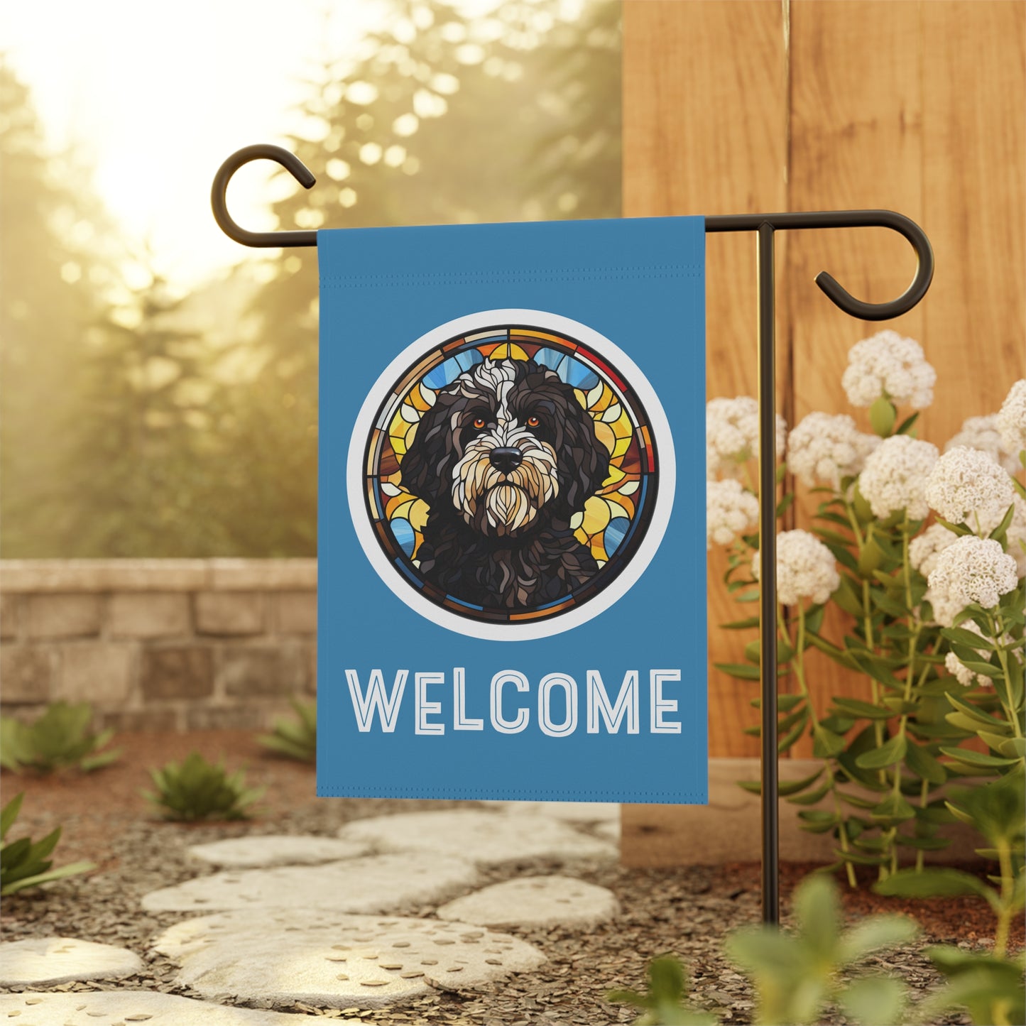 Portuguese Water Dog Welcome 2-Sided Garden & House Flag/Banner