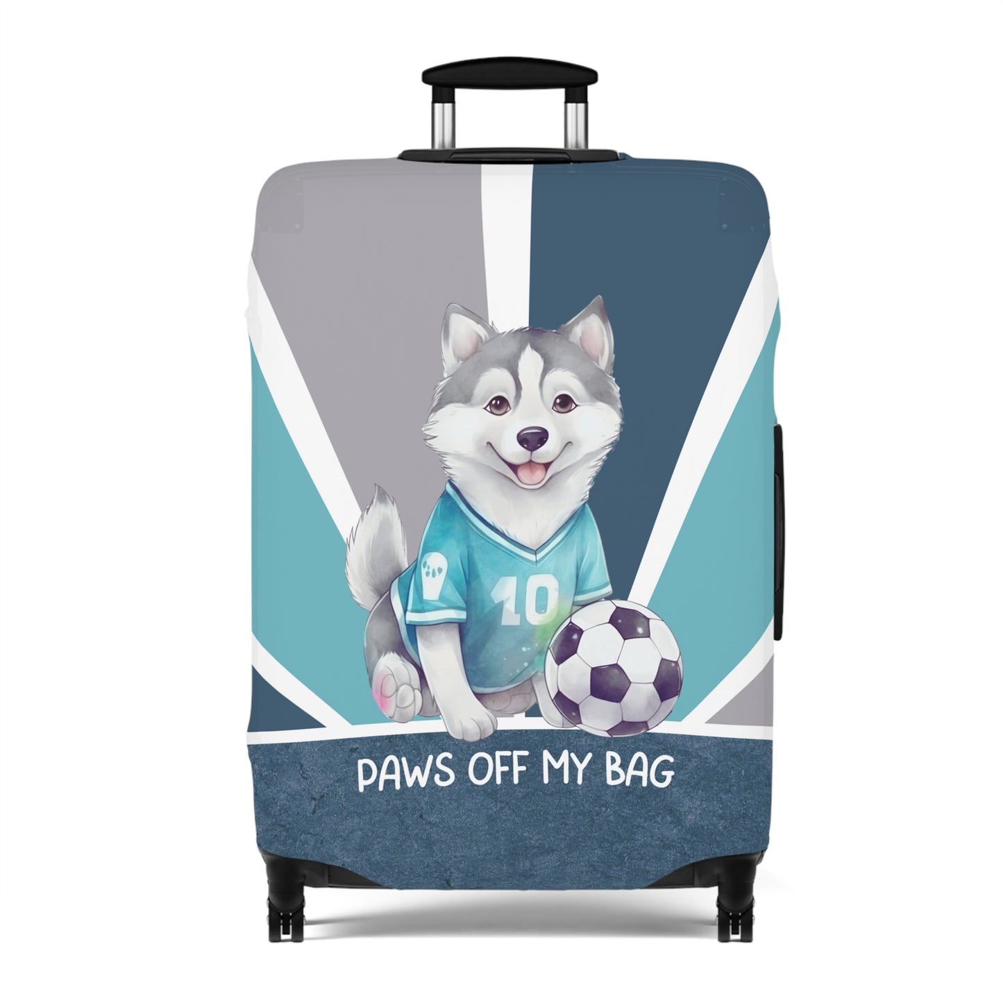 Husky with Soccer Ball Paws Off My Bag Luggage Cover