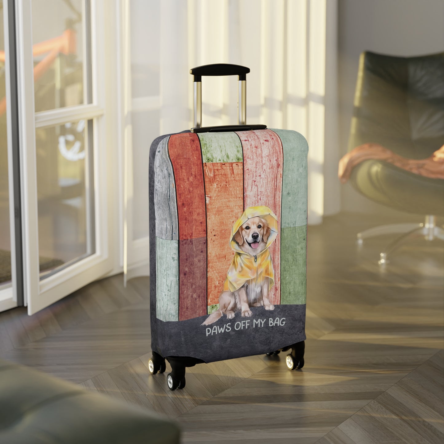 Golden Retriever in Raincoat Paws Off My Bag Luggage Cover