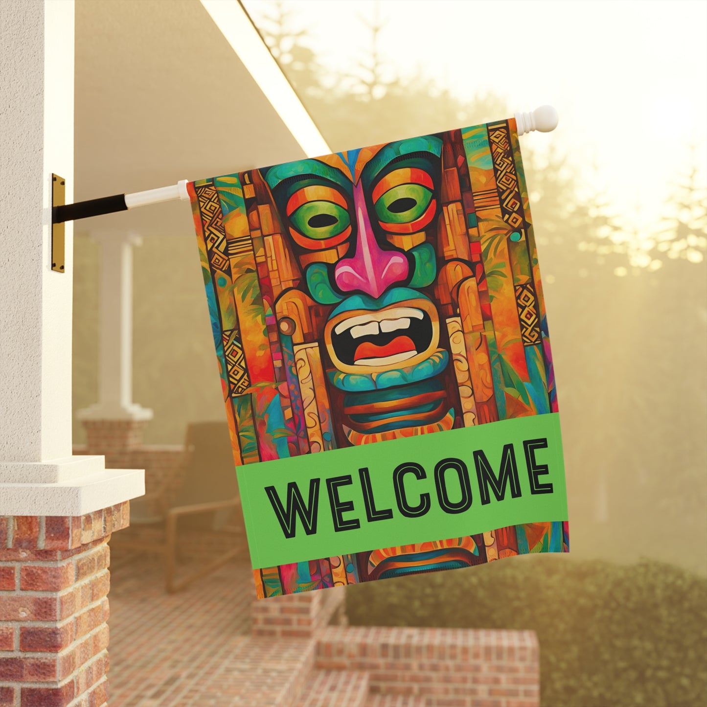 Tiki Jive Welcome 2-Sided Garden & House Flag/Banner