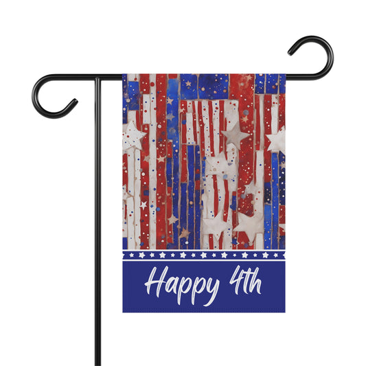 Happy 4th 2-Sided Garden & House Flag/Banner