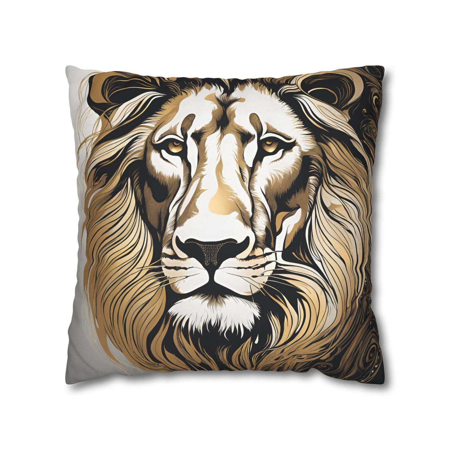 Lion Square Poly Canvas Pillowcase