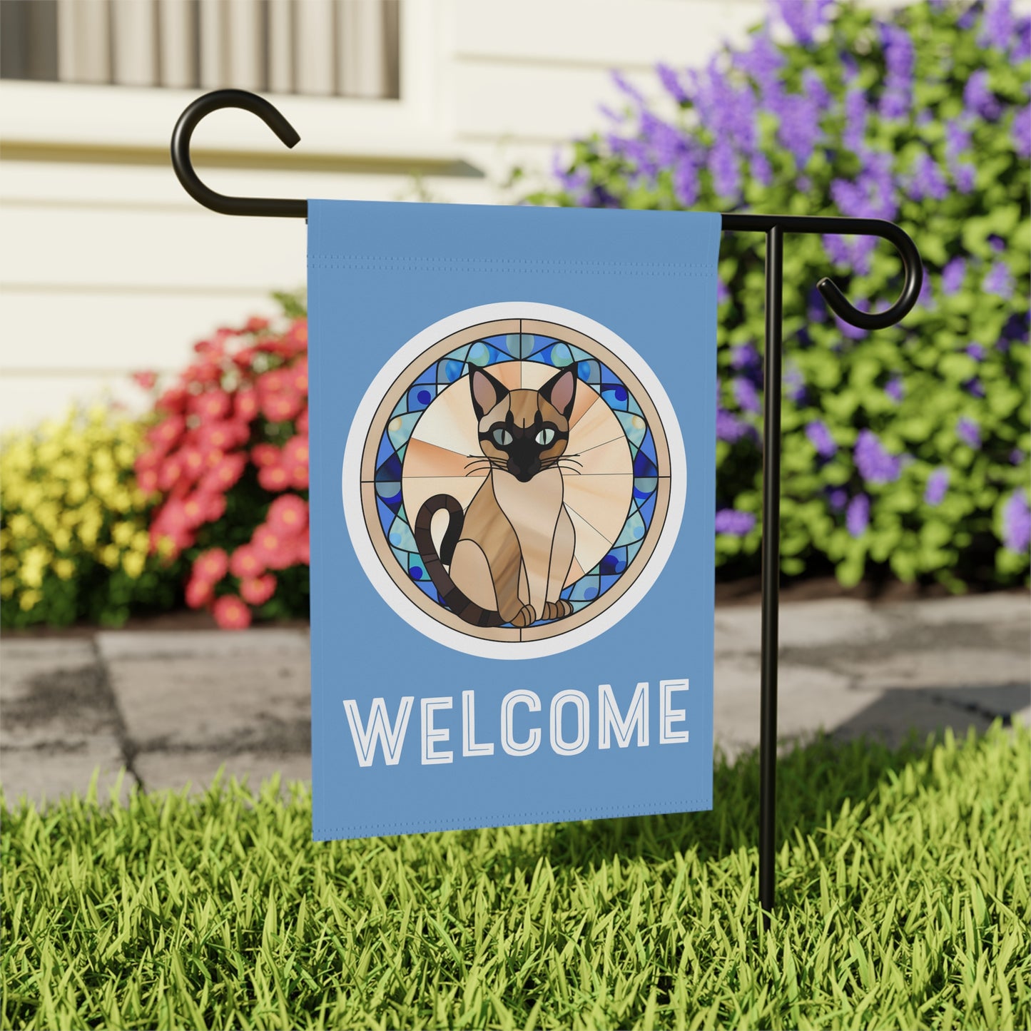 Siamese Cat Welcome 2-Sided Garden & House Flag/Banner