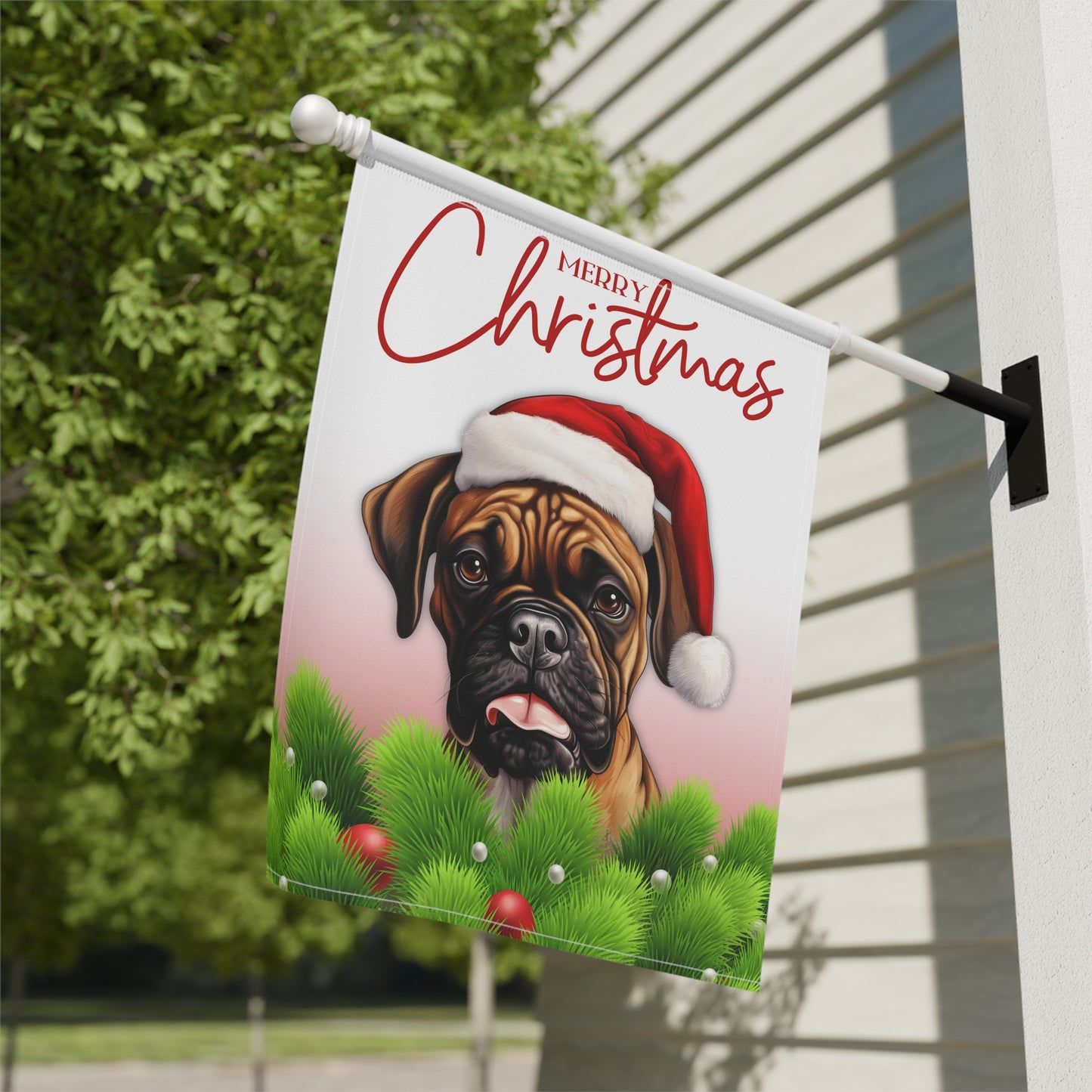 Boxer Merry Christmas Garden & House Flag/Banner