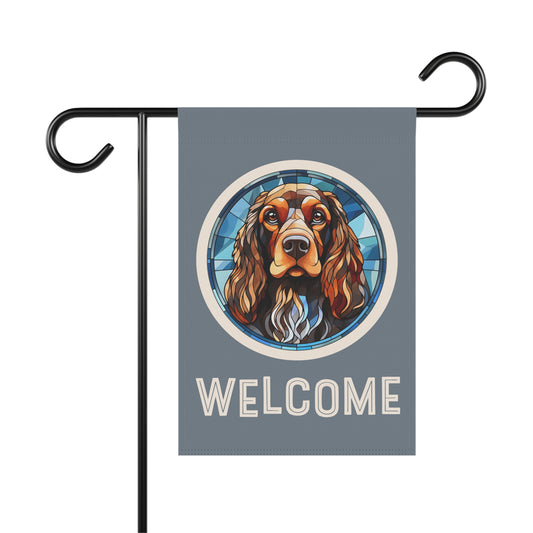 English Cocker Spaniel Welcome 2-Sided Garden & House Flag/Banner