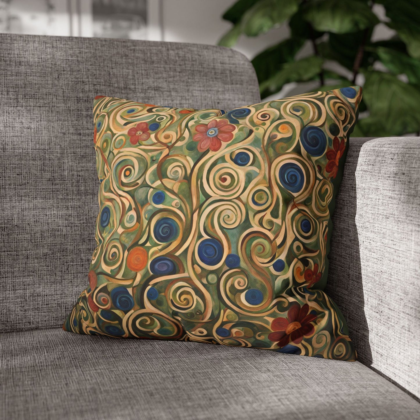 Felicity Abstract Floral Square Poly Canvas Pillowcase