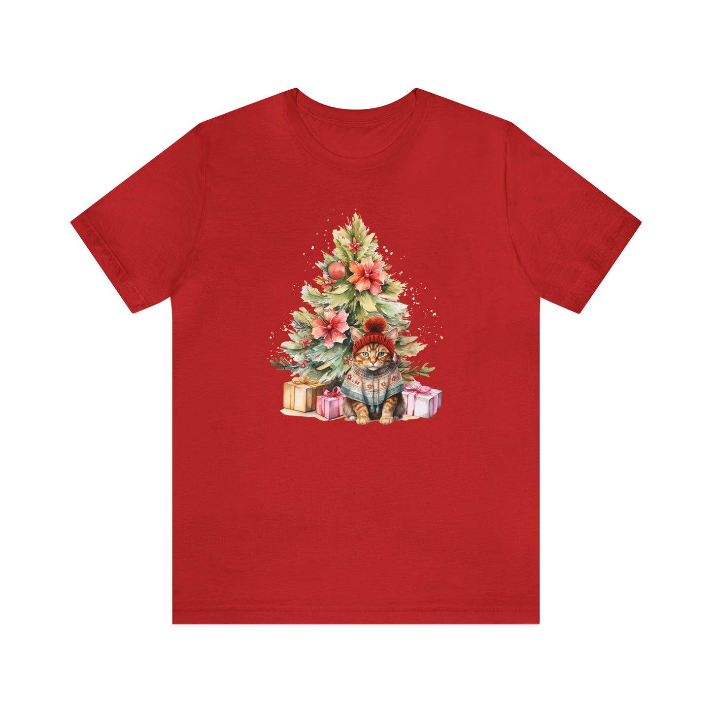 Best Present Cat Under the Tree Christmas Unisex Jersey Short Sleeve Tee