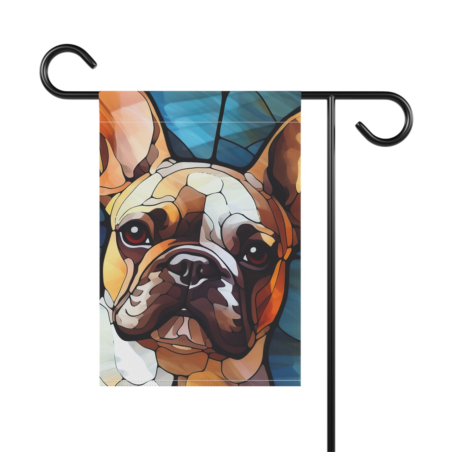 French Bulldog Face Stained Glass Look 2-Sided Garden & House Flag/Banner