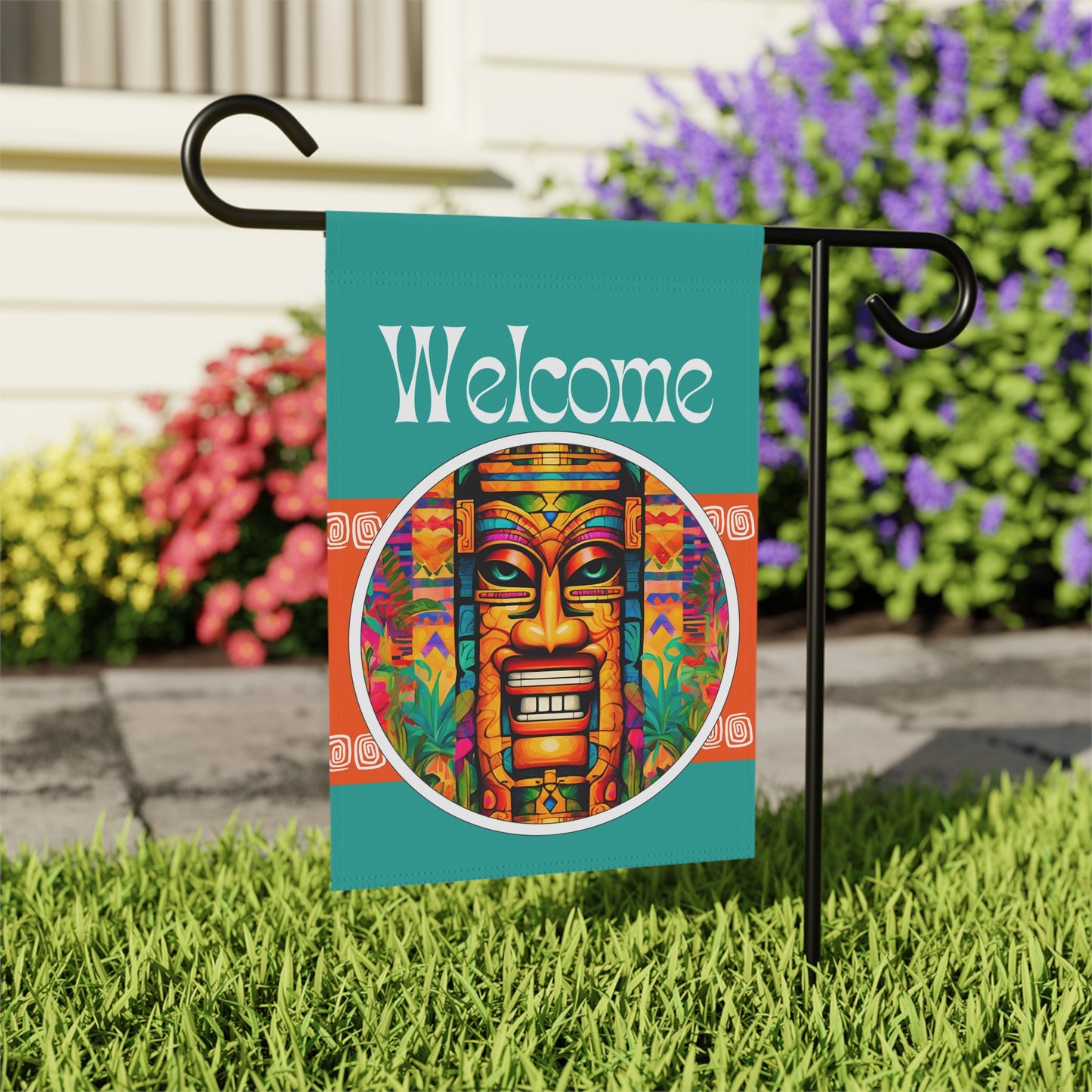 Tiki Carl Welcome 2-Sided Garden & House Flag/Banner