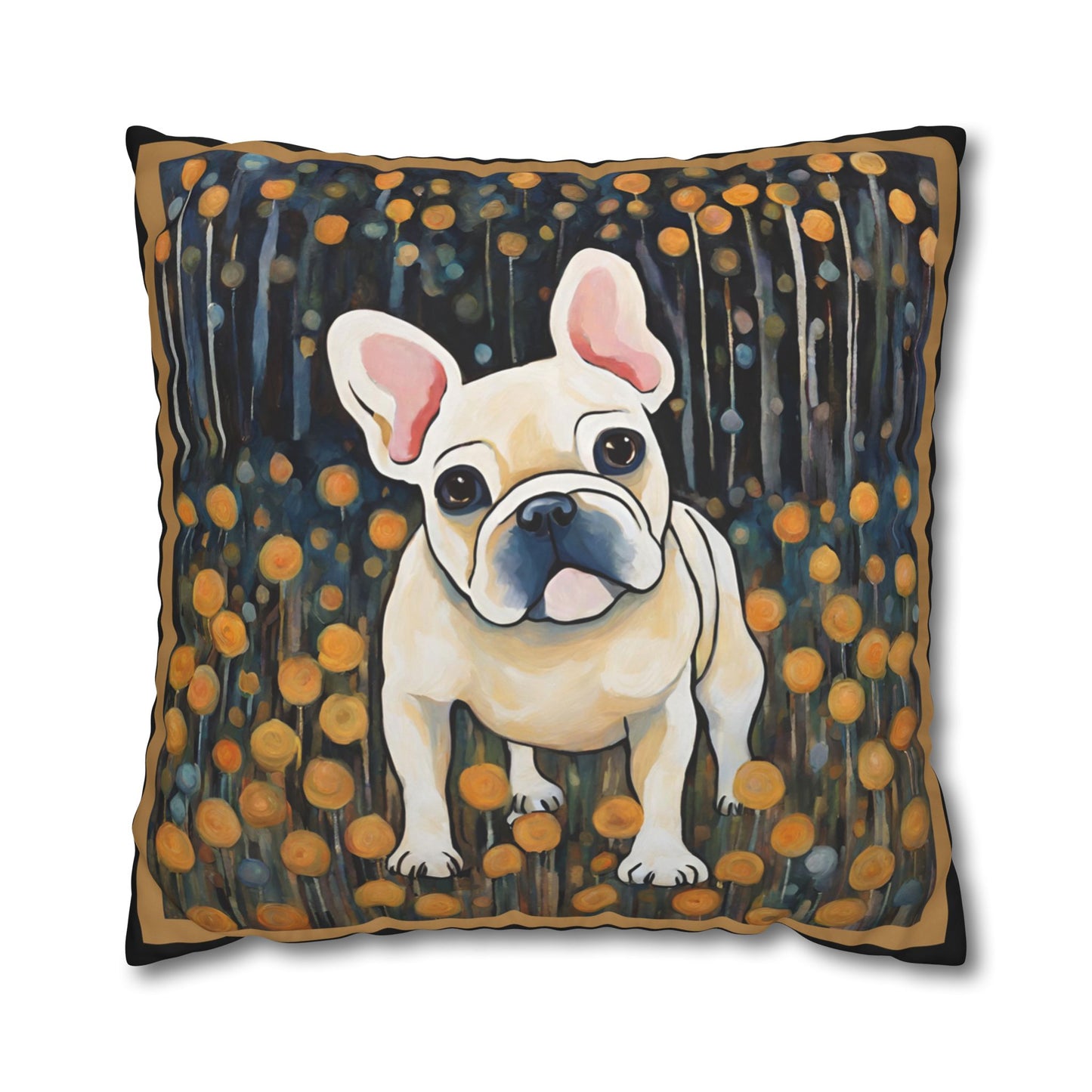 Have a Seat Frenchie Square Poly Canvas Pillowcase