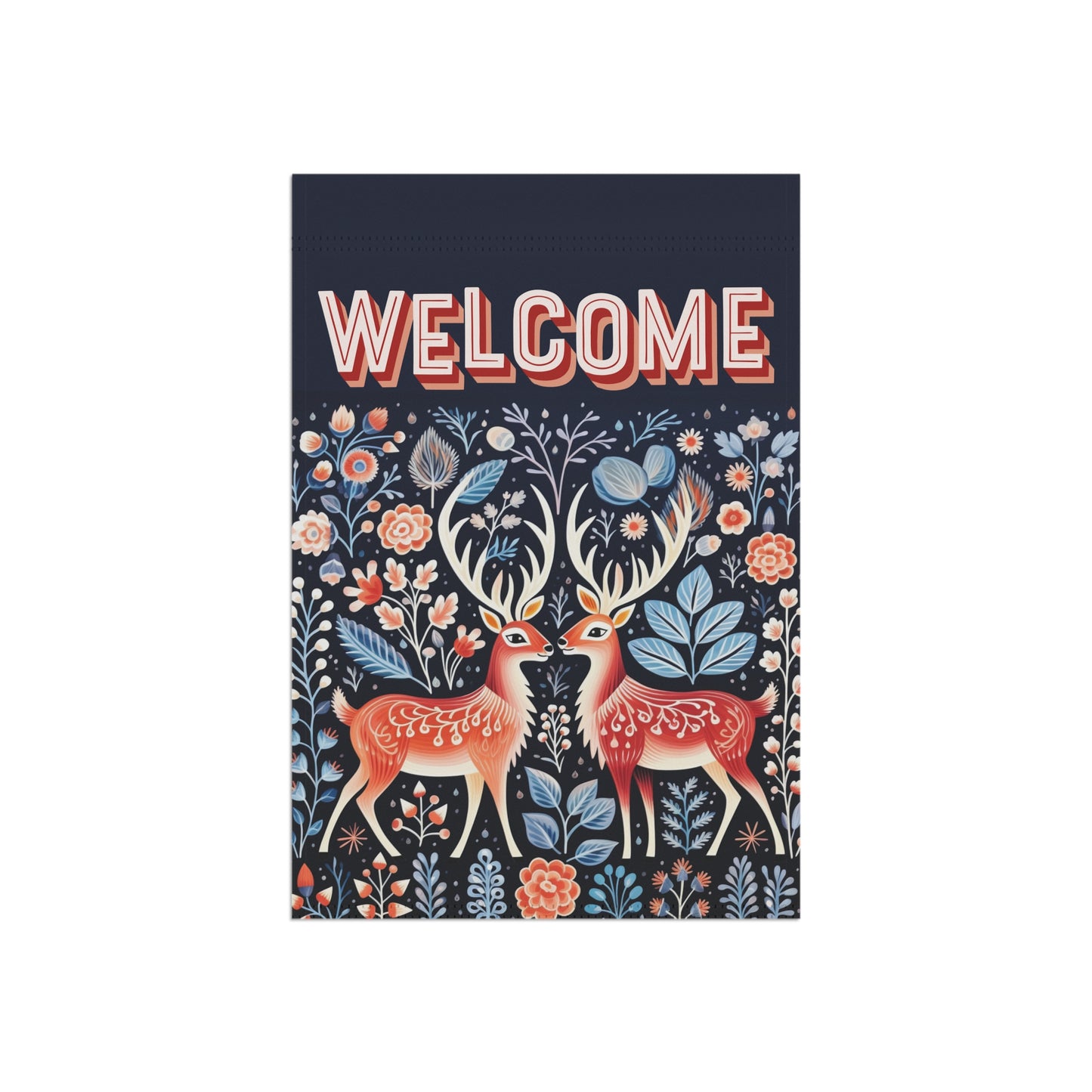 Nordic Reindeer Welcome 2-Sided Garden & House Flag/Banner