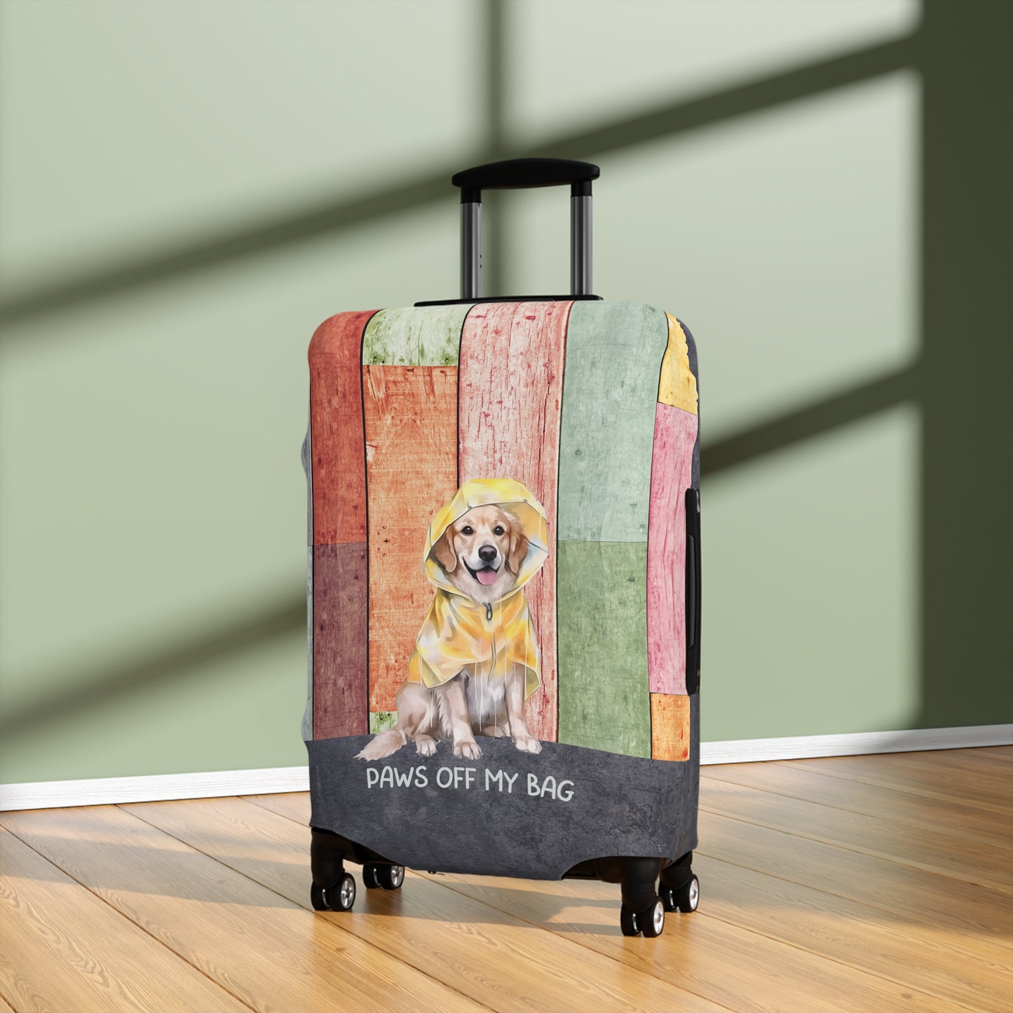 Golden Retriever in Raincoat Paws Off My Bag Luggage Cover