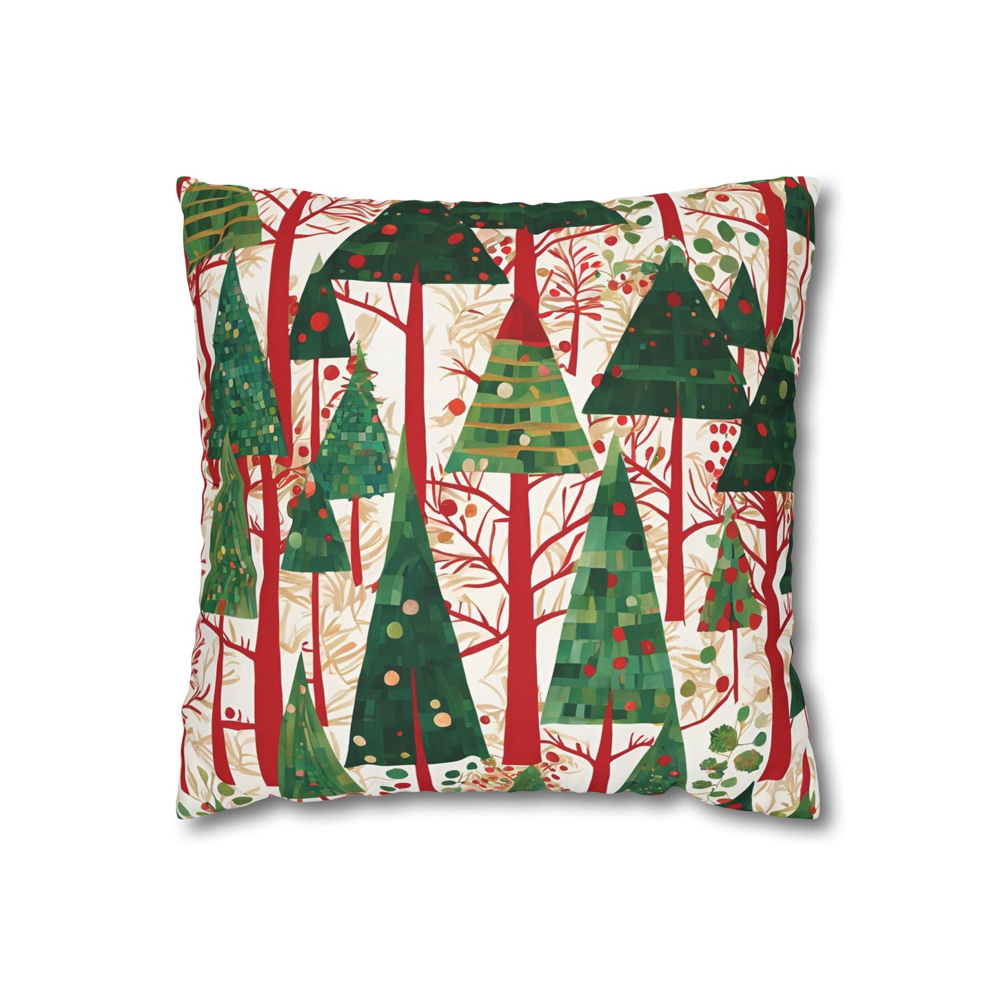 Modern Christmas Trees Square Poly Canvas Pillowcase