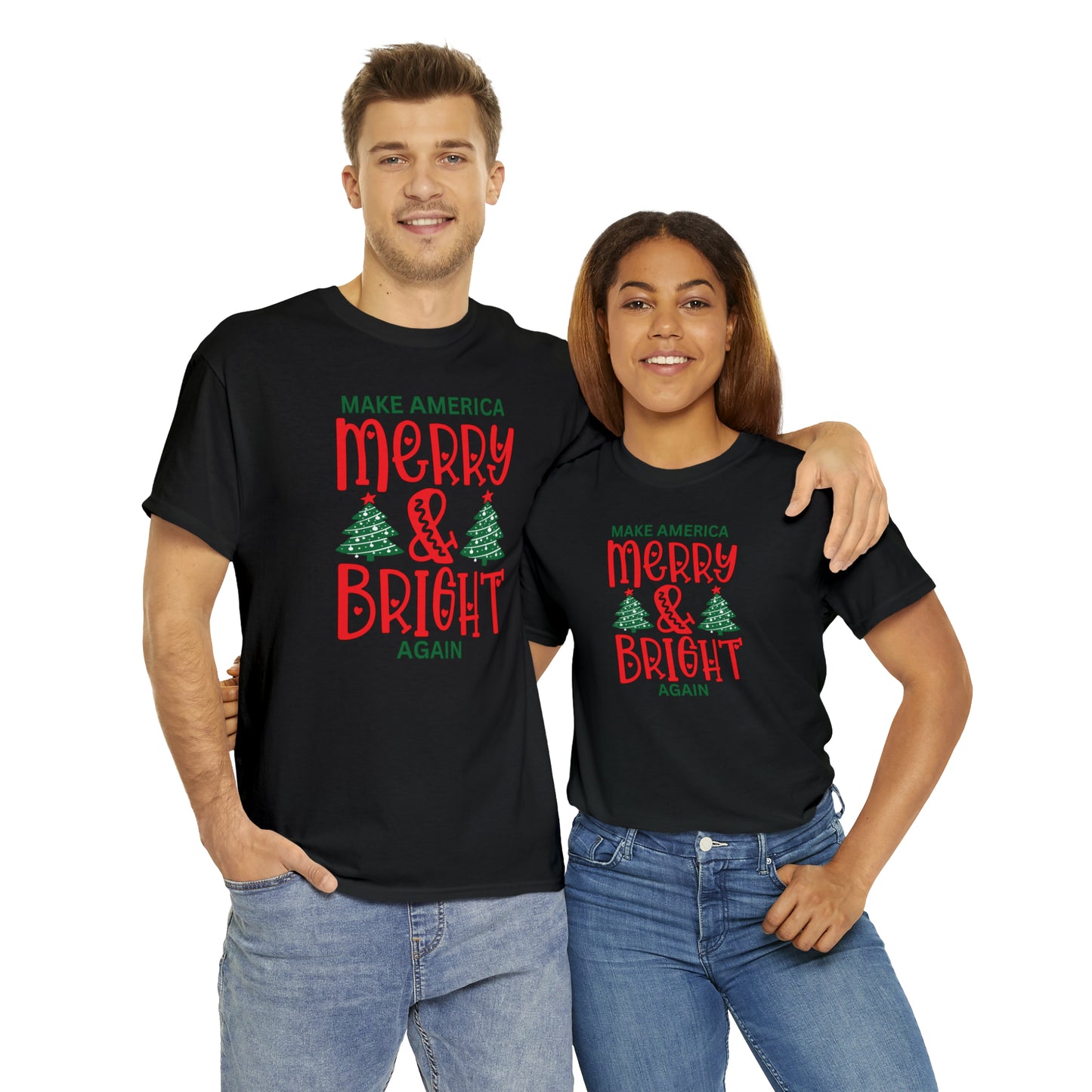 Happy Hearts Make America Merry & Bright Again Unisex Heavy Cotton Tee