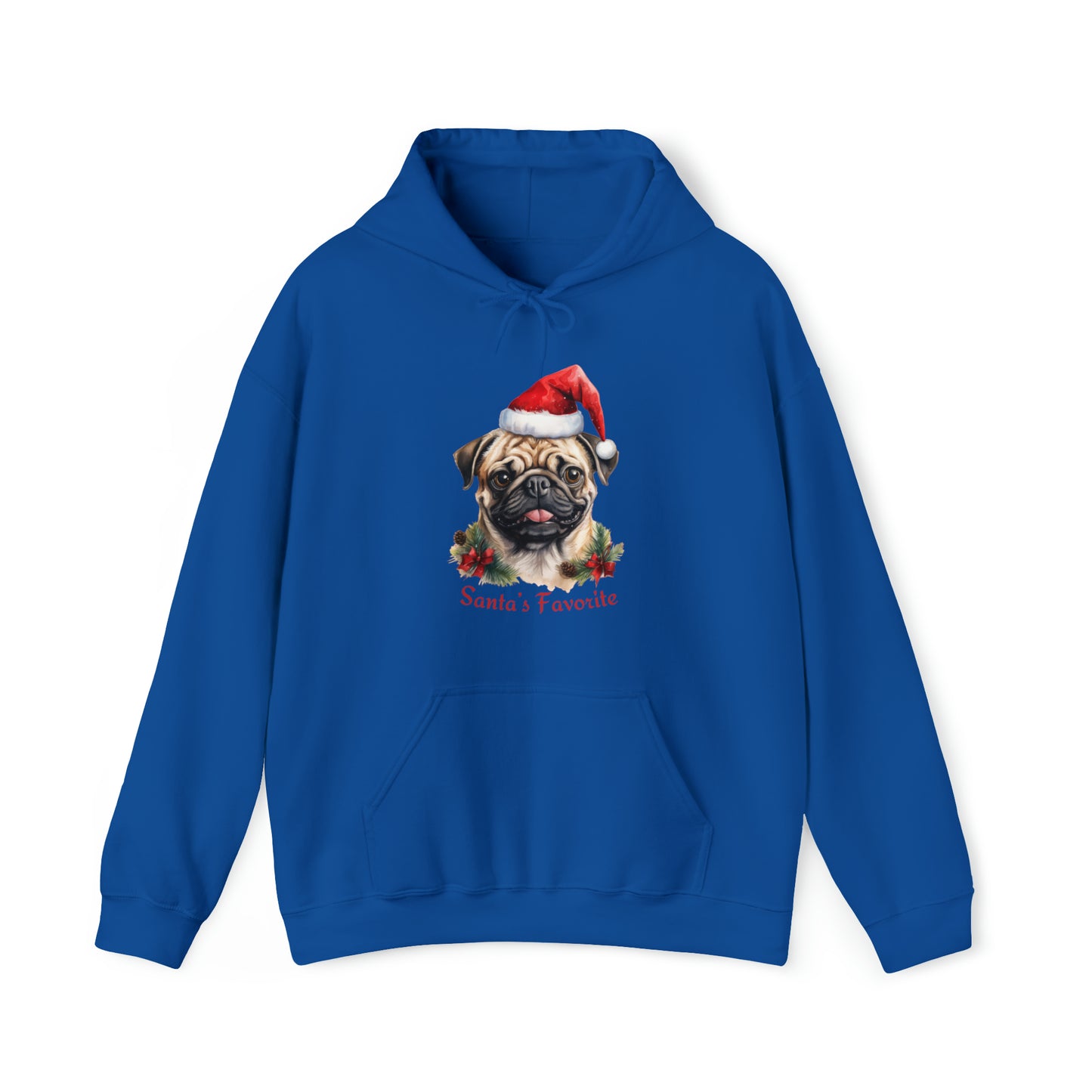 Santa's Favorite Pug in Santa Hat Unisex Heavy Blend™ Hooded Sweatshirt