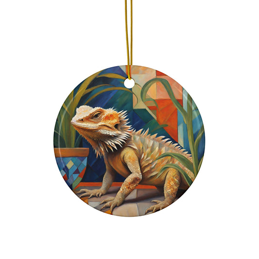 Bearded Dragon 3" Ceramic Ornaments, 2-Side Print, (1pc, 10pcs)