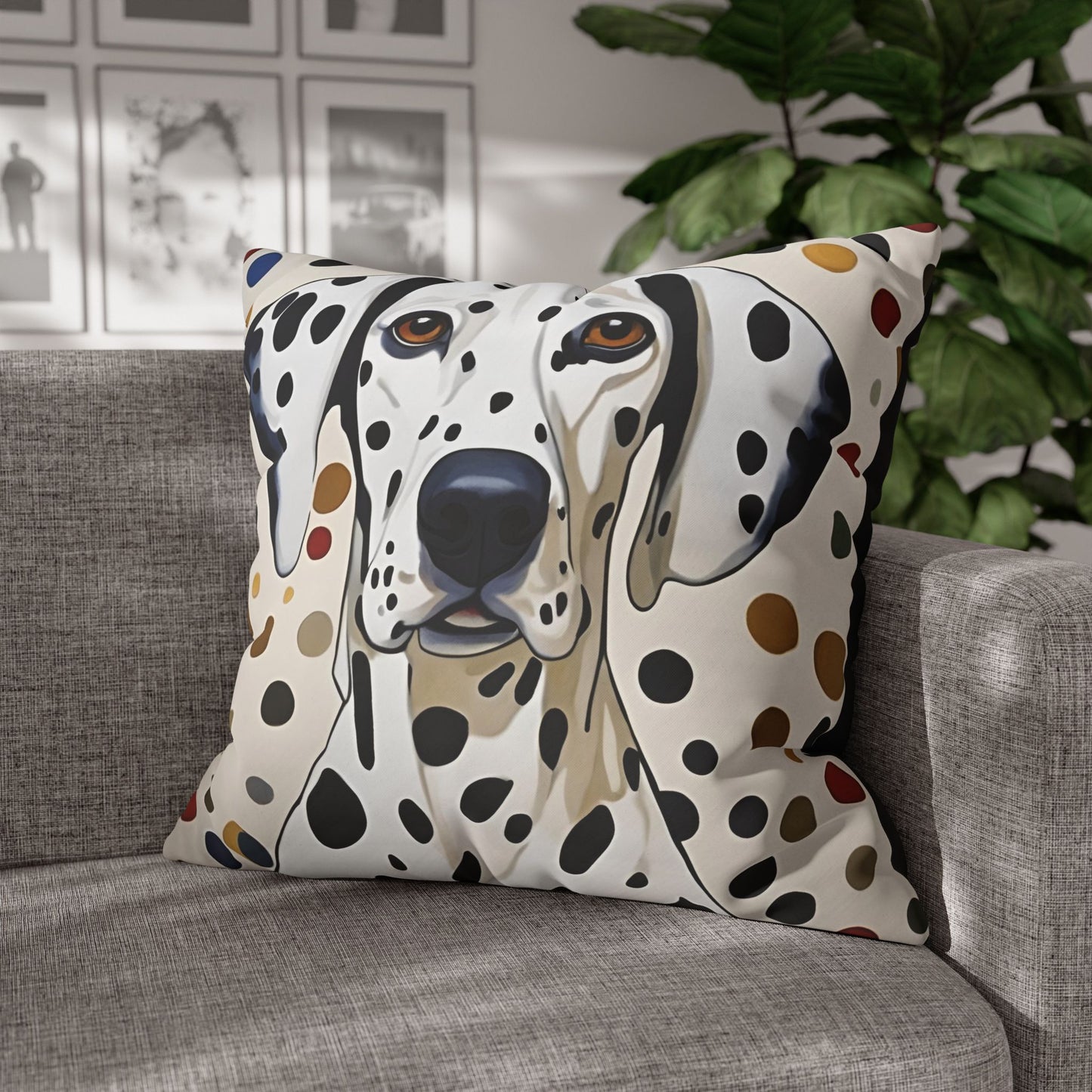 Dots for Dalmatians Square Poly Canvas Pillowcase