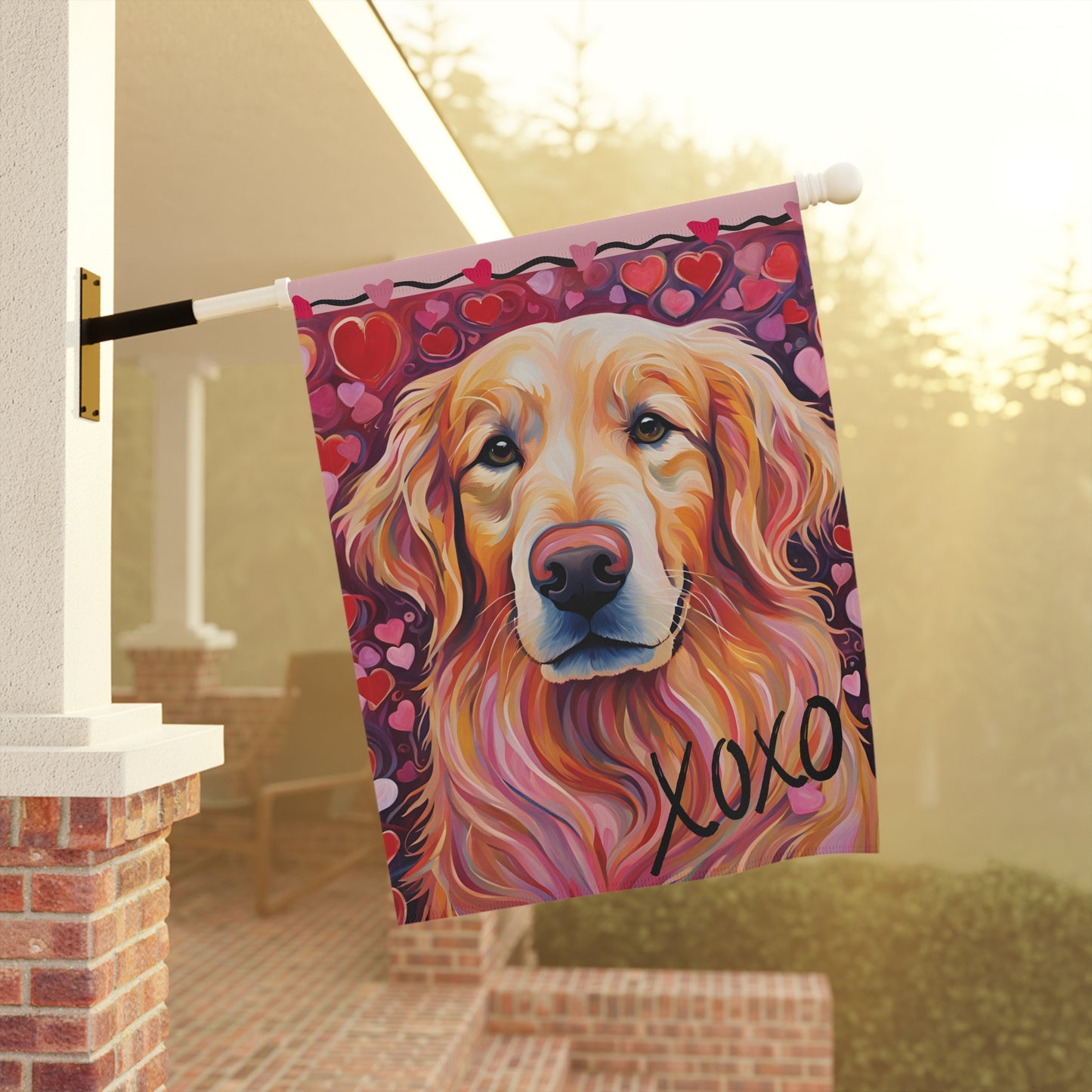 Golden Retriever Valentine 2-Sided Garden & House Flag/Banner