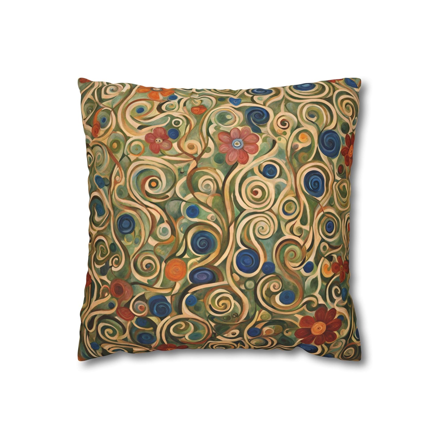 Felicity Abstract Floral Square Poly Canvas Pillowcase