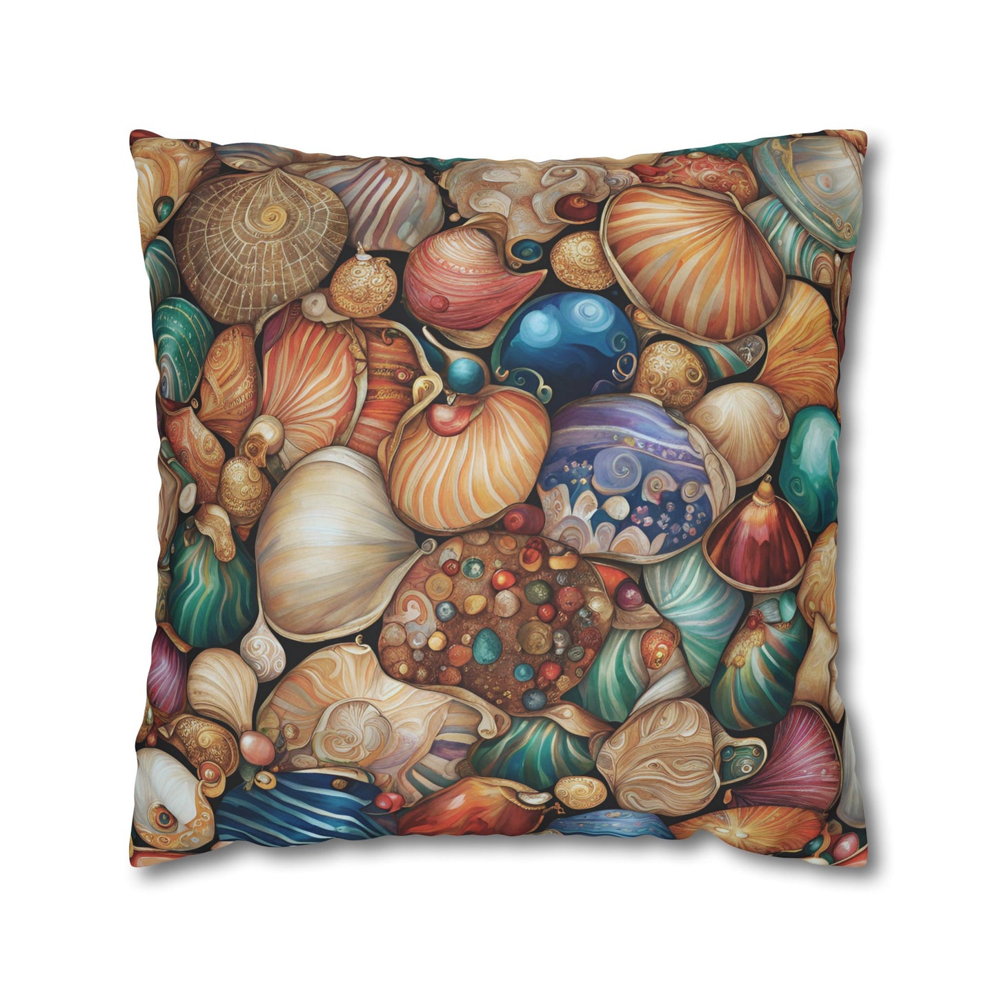 All the Seashells Square Poly Canvas Pillowcase