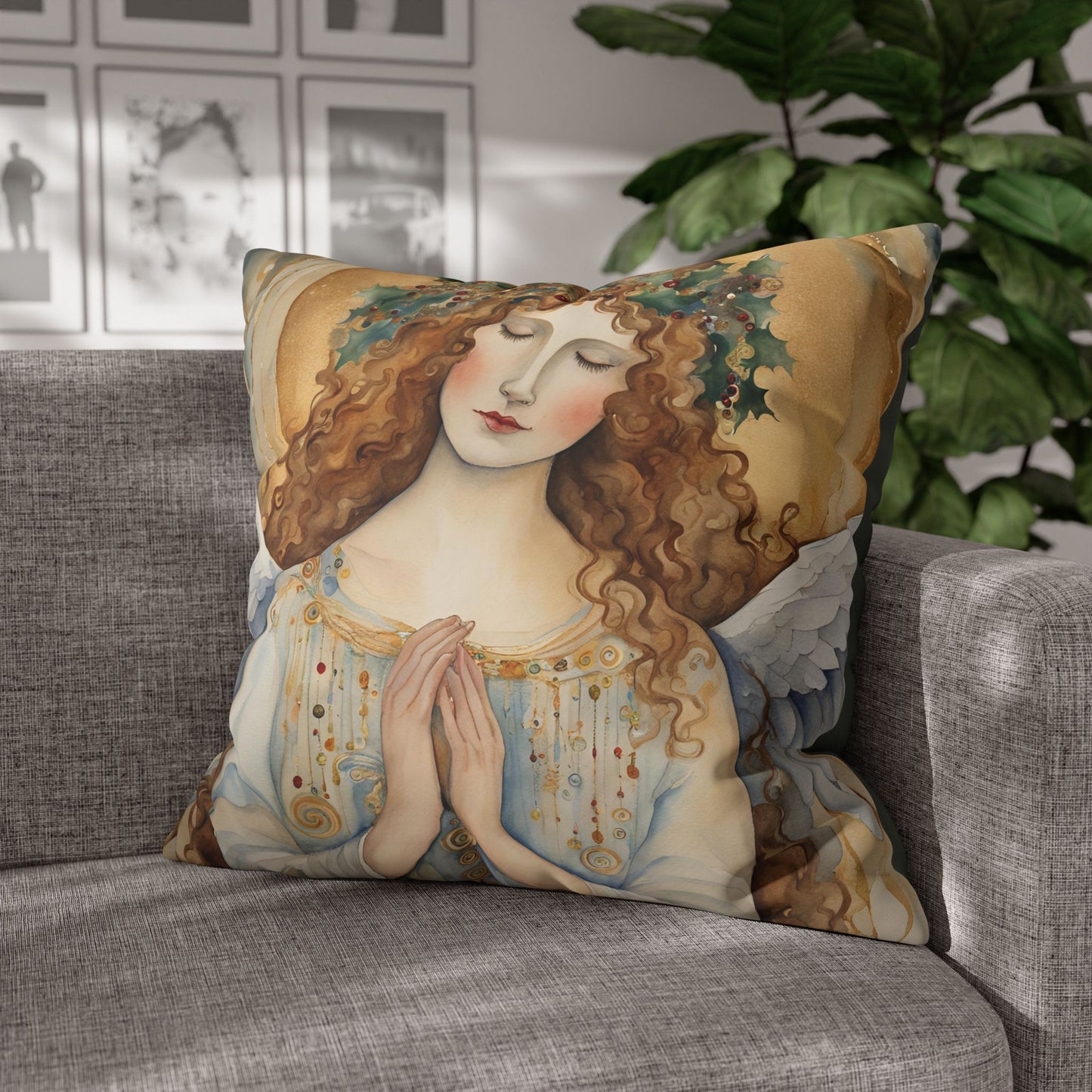 Guardian Angel Square Poly Canvas Pillowcase