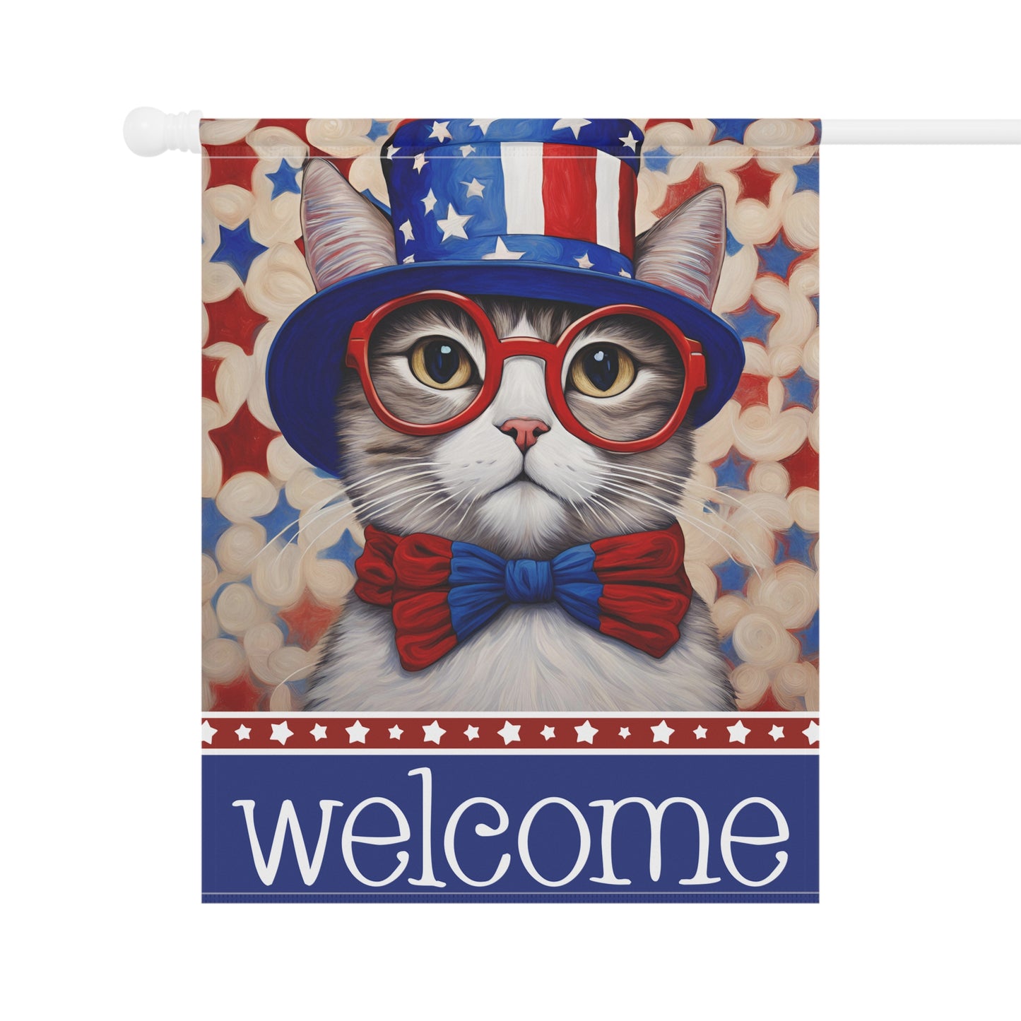 Liberty Cat Welcome 2-Sided Garden & House Flag/Banner