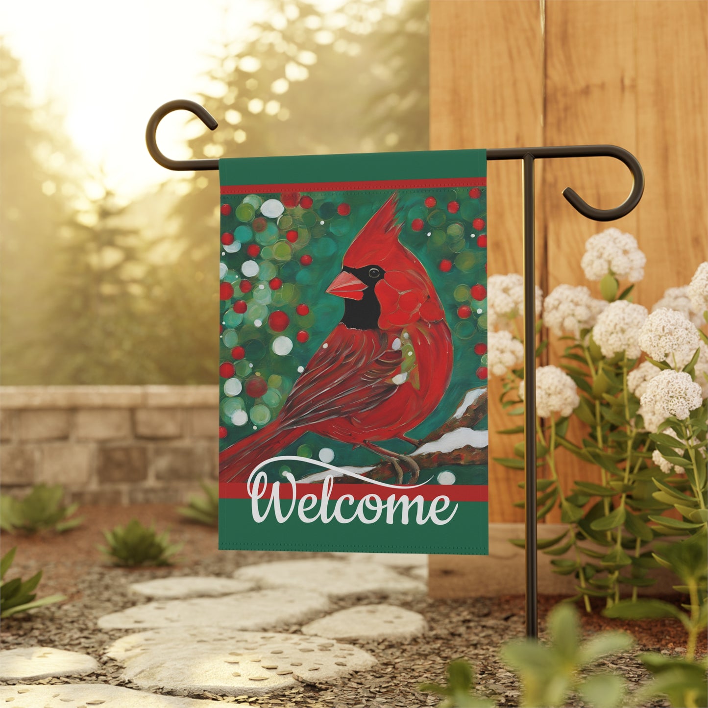 Bright Cardinal Welcome 2-Sided Garden & House Flag/Banner