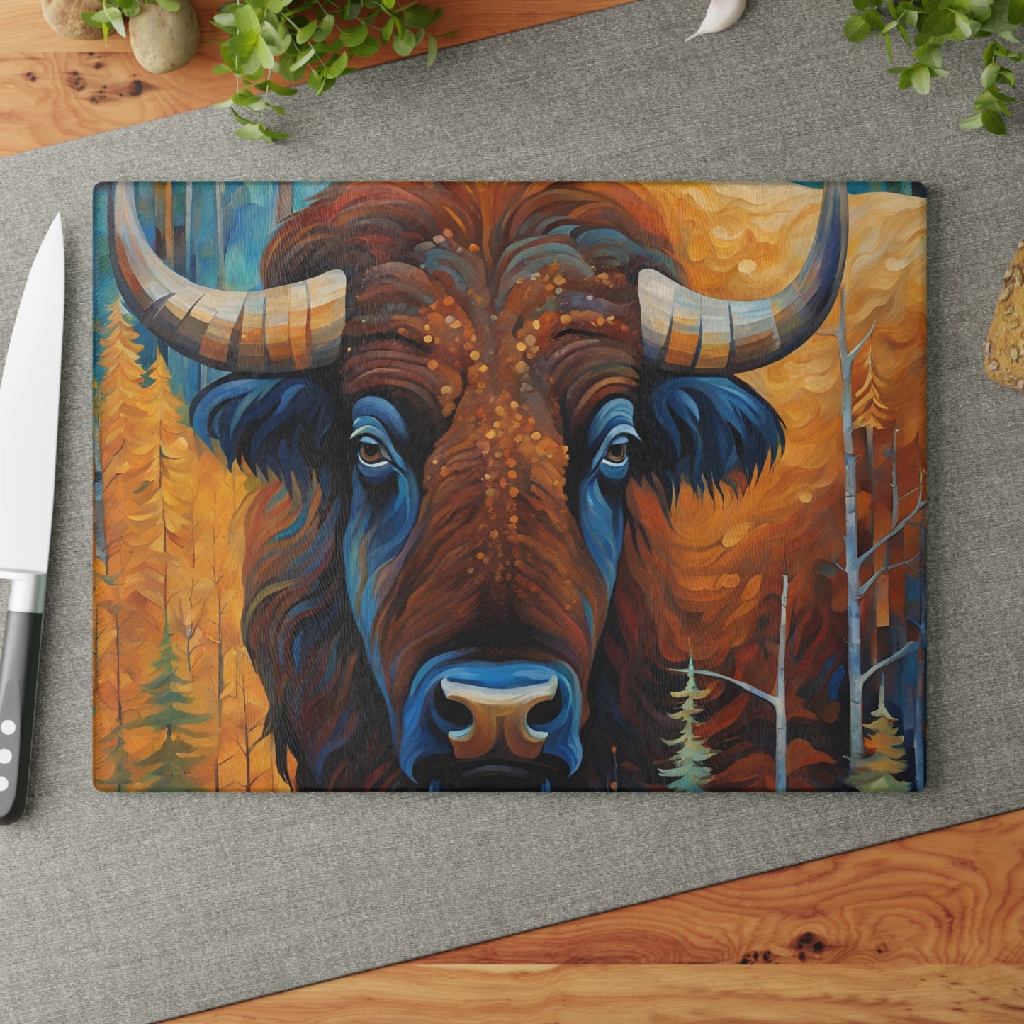 Rocky Mountain Bison Tempered Glass Cutting Board