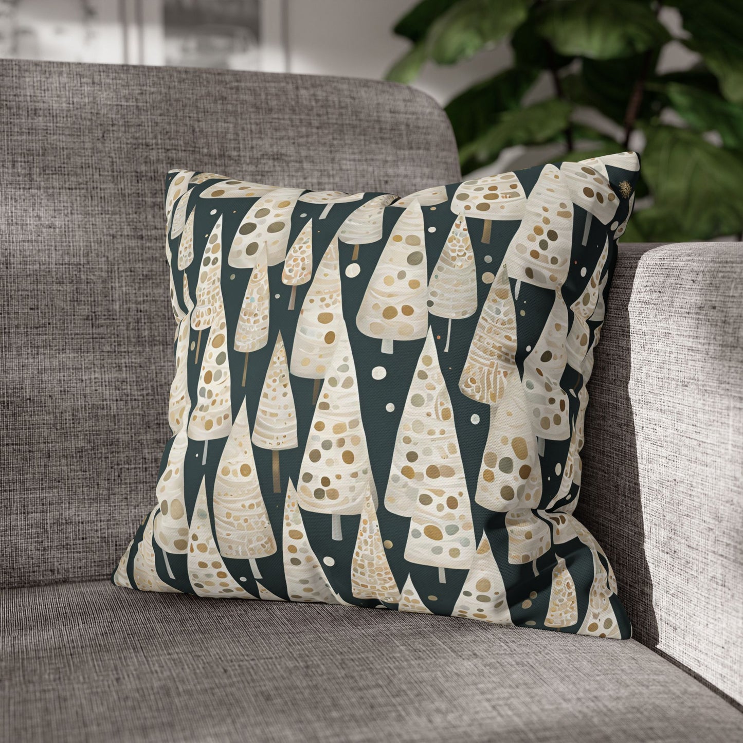 Tree Cones Square Poly Canvas Pillowcase