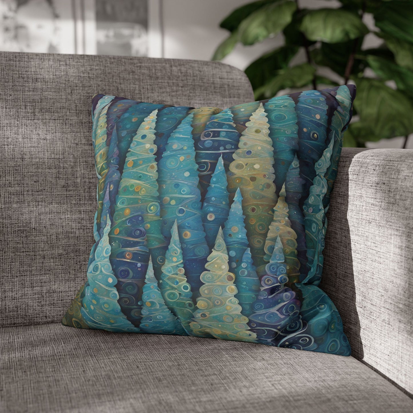 Cool Trees Square Poly Canvas Pillowcase