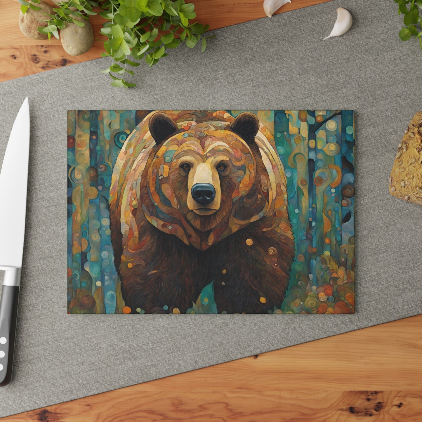 Mountain Forest Grizzly Tempered Glass Cutting Board